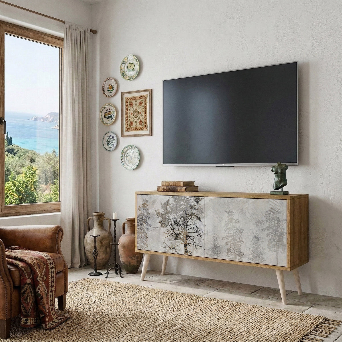 FADE IN THE TREES Compact 2-Door TV Cabinet
