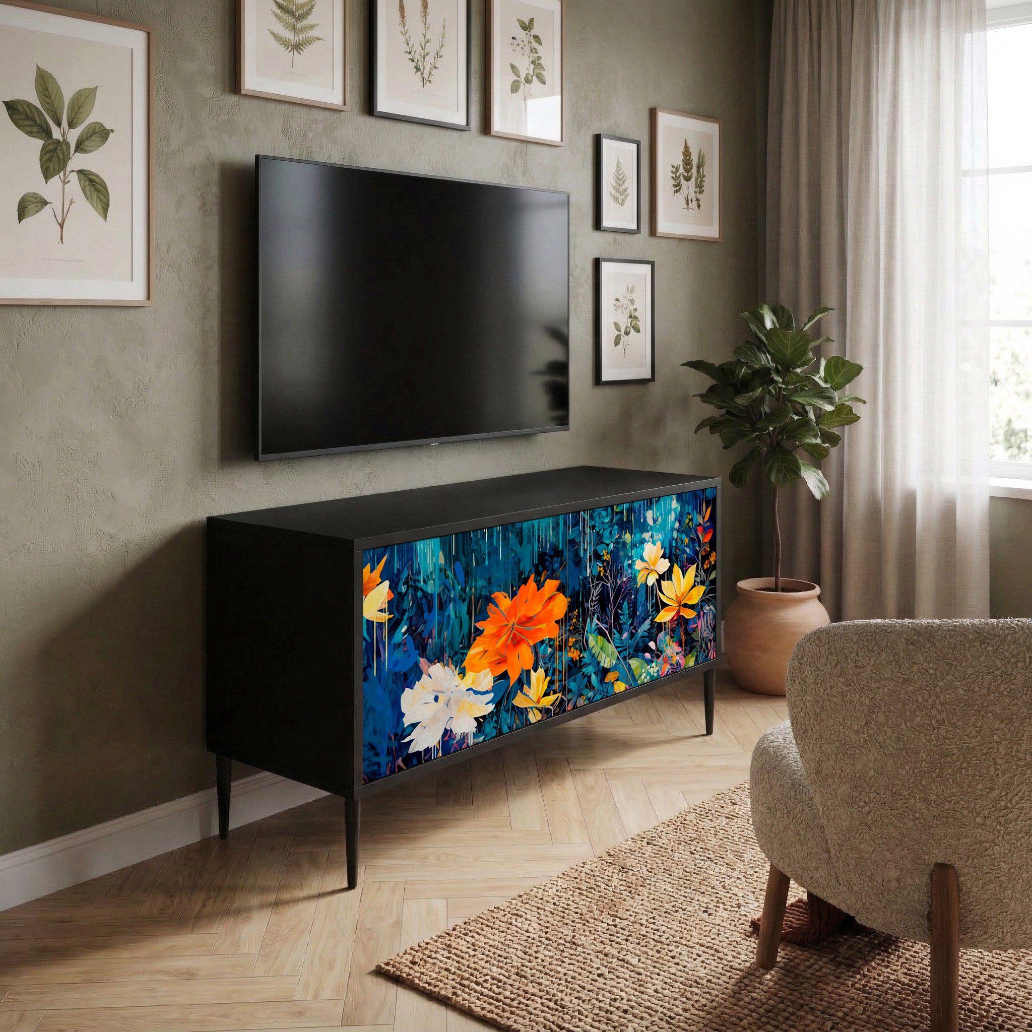 MIDNIGHT BLOSSOM Mobile TV Compatto a 2 Ante