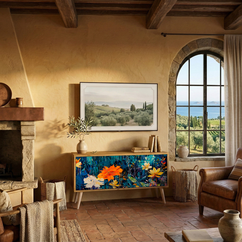 MIDNIGHT BLOSSOM Mobile TV Compatto a 2 Ante