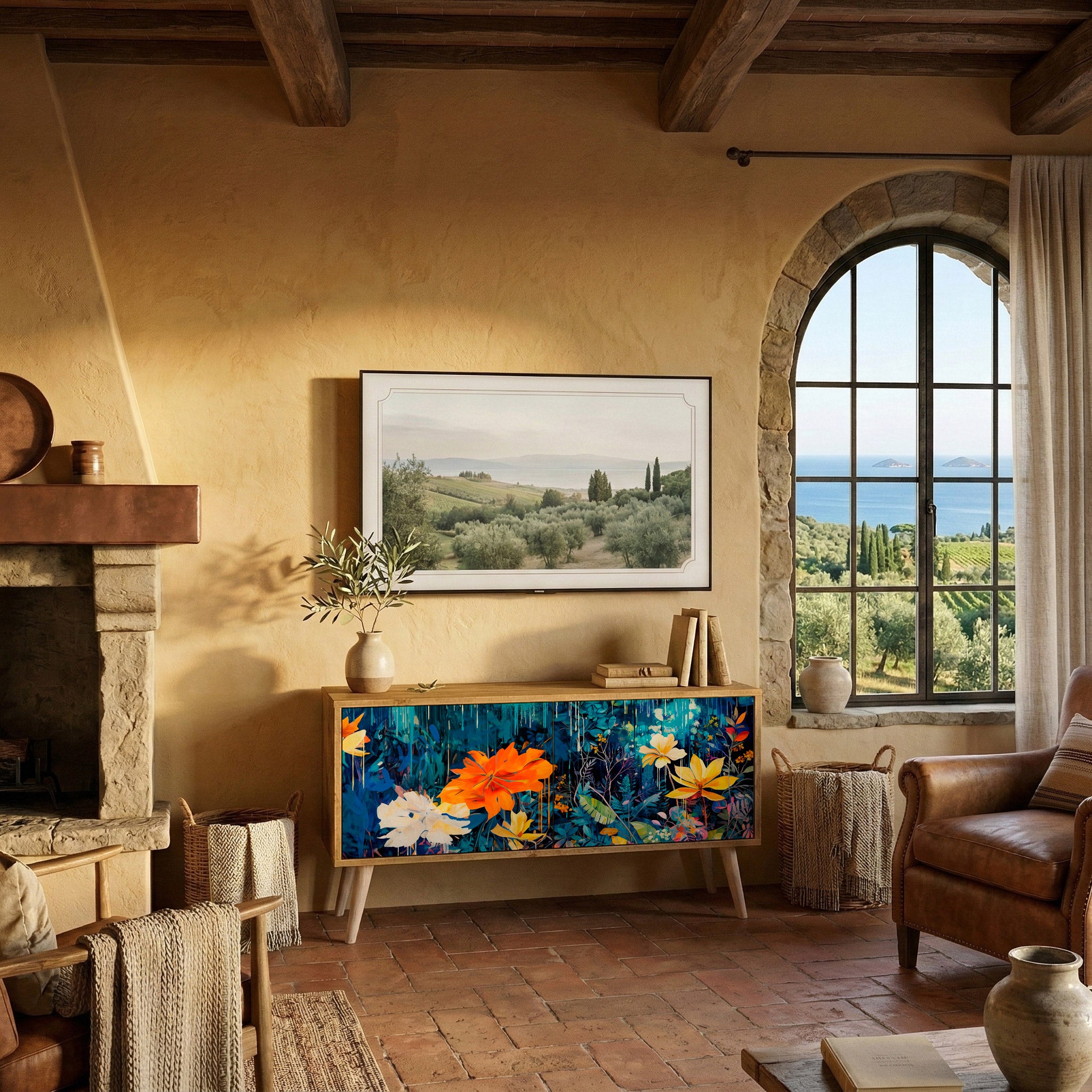 MIDNIGHT BLOSSOM Συμπαγές έπιπλο τηλεόρασης 2-θυρών