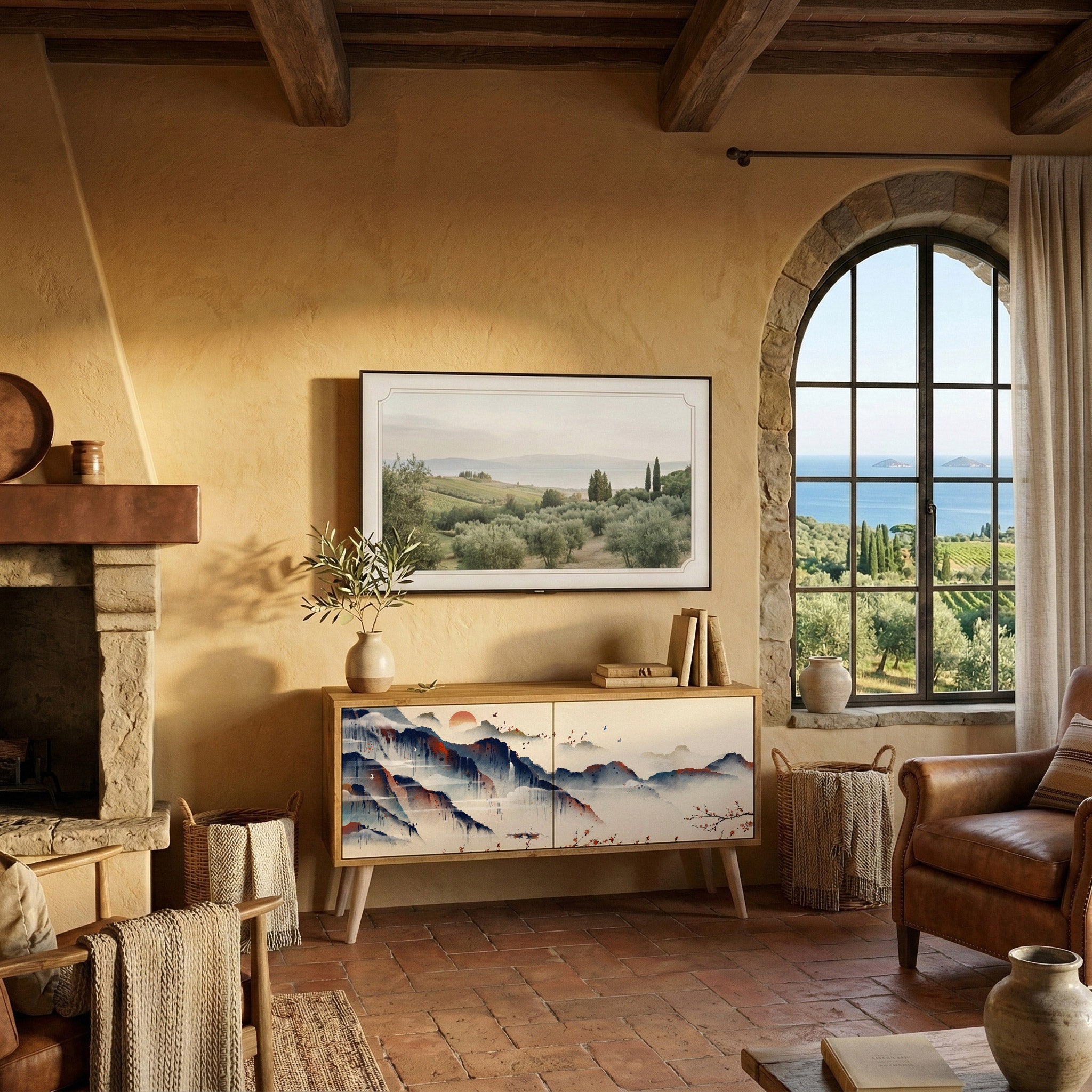 JAPANESE LANDSCAPE Συμπαγές έπιπλο τηλεόρασης 2-θυρών