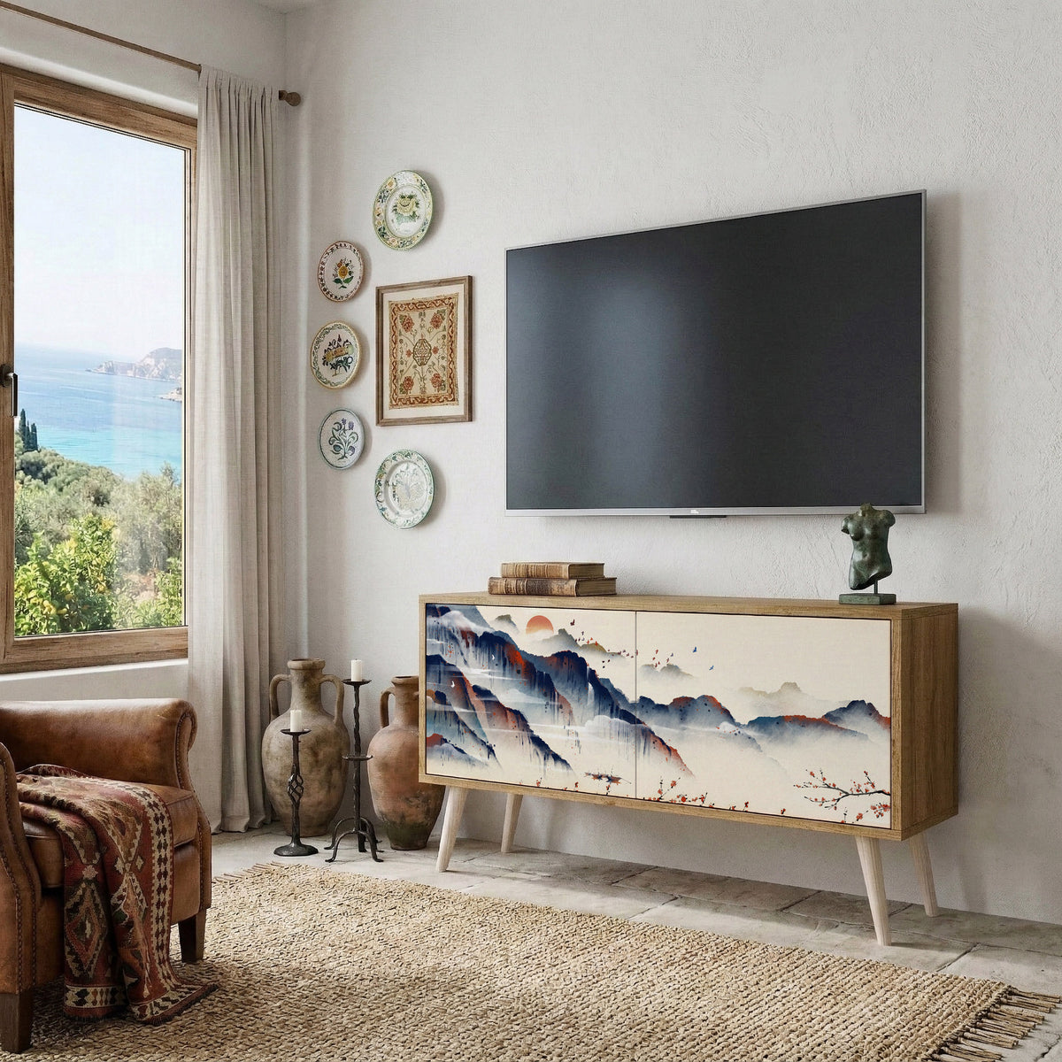 JAPANESE LANDSCAPE Kompaktní dvoudveřový TV stolek