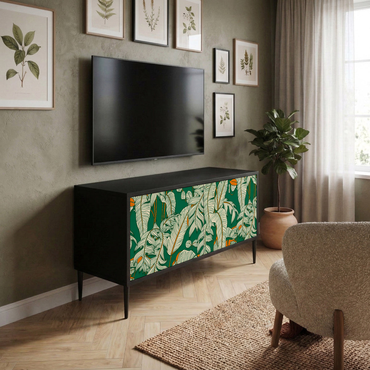 VERDANT PLEASURES Kompakt TV-bänk med 2 dörrar