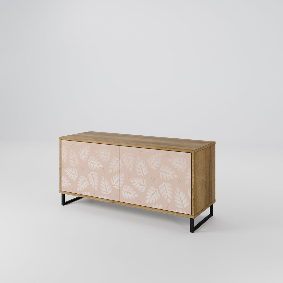 LEAVES ON BEIGE Kompakt TV-bänk med 2 dörrar