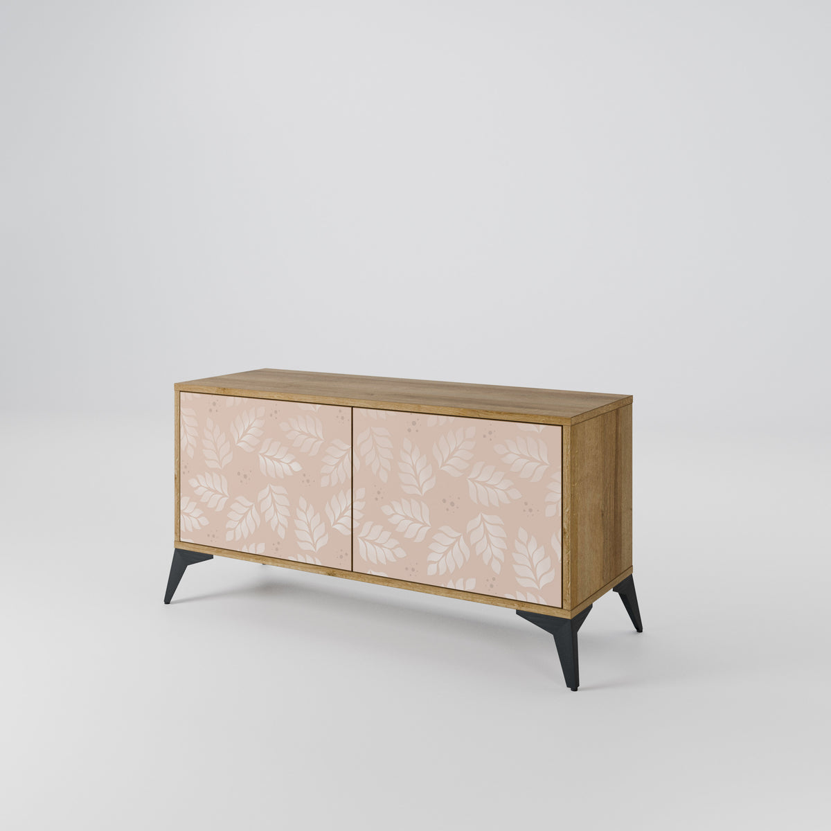LEAVES ON BEIGE Kompakt TV-bänk med 2 dörrar