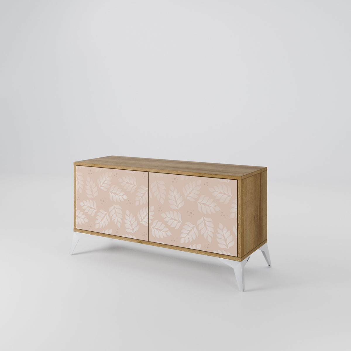 LEAVES ON BEIGE Kompakt TV-bänk med 2 dörrar