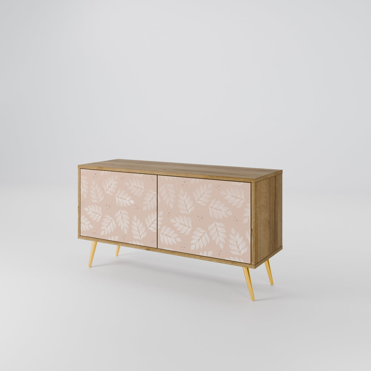 LEAVES ON BEIGE Kompakt TV-bänk med 2 dörrar