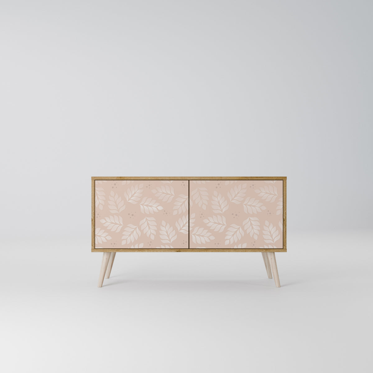 LEAVES ON BEIGE Kompakt TV-bänk med 2 dörrar