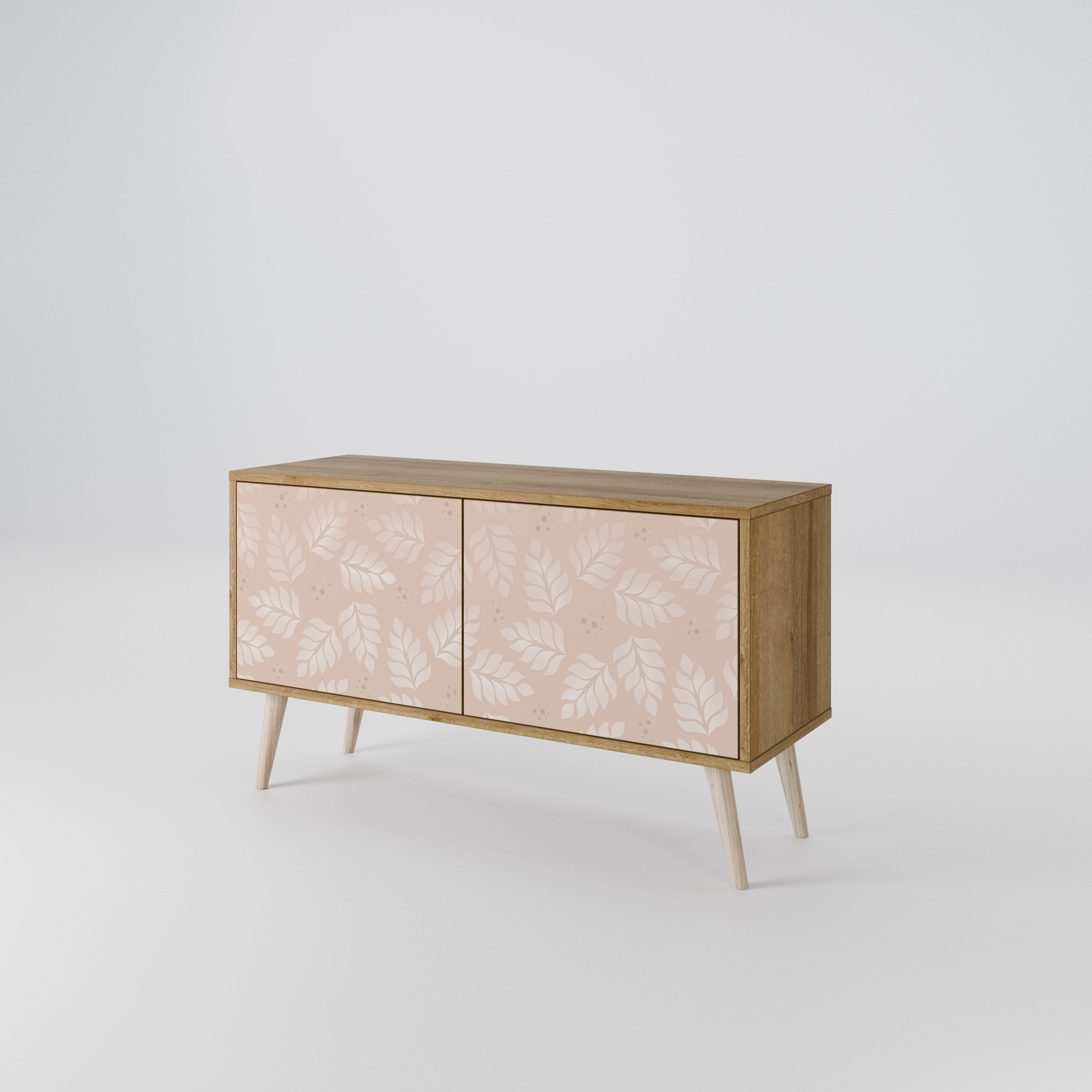 LEAVES ON BEIGE Mueble de TV Compacto de 2 puertas