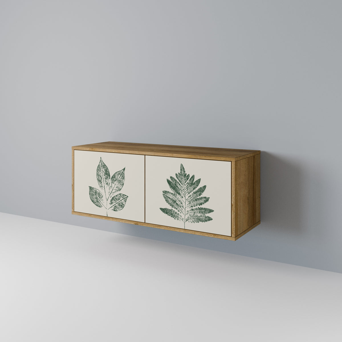 GREEN LEAFY STAMPS Kompakt TV-bänk med 2 dörrar