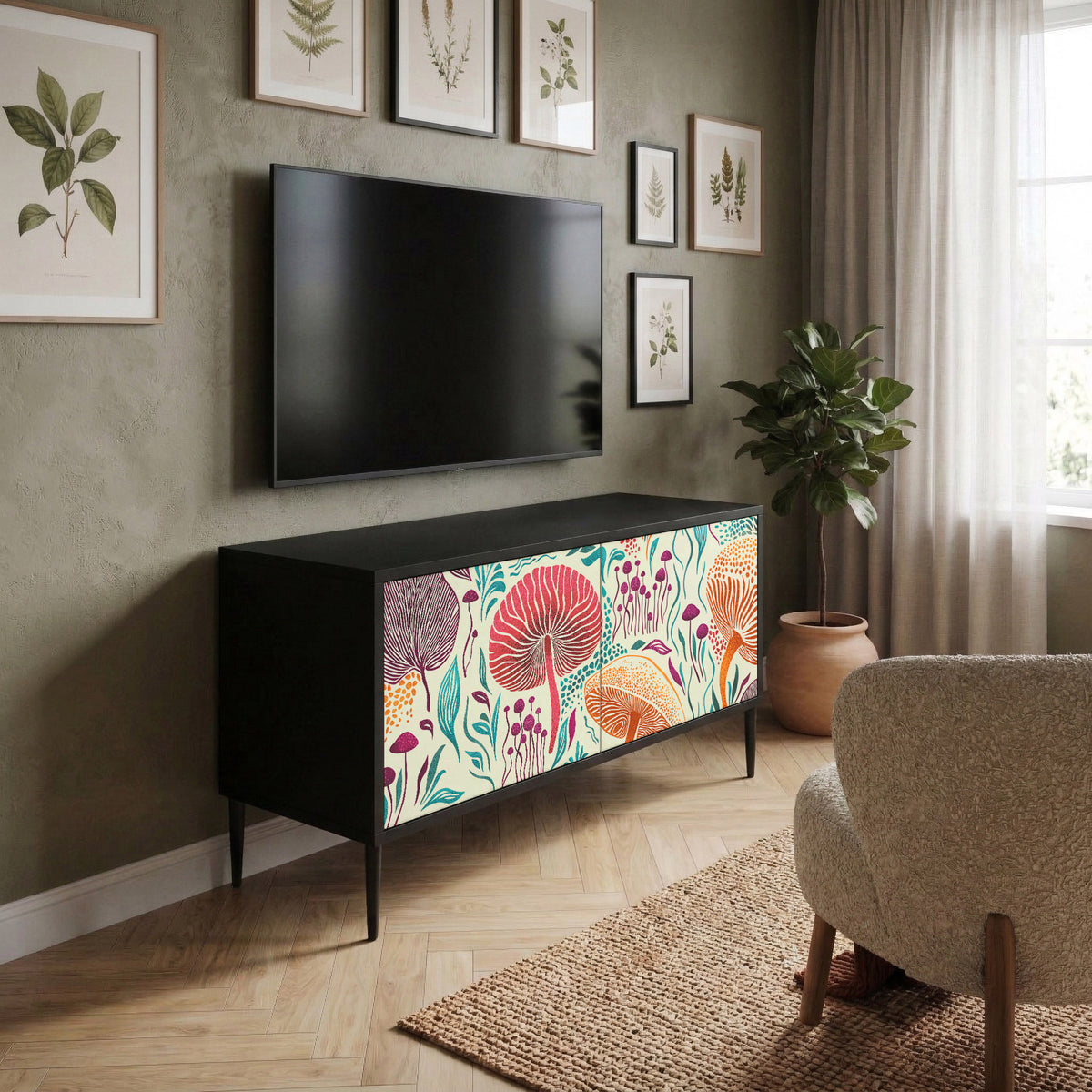 FUNGUS FANTASY Kompakt TV-bänk med 2 dörrar