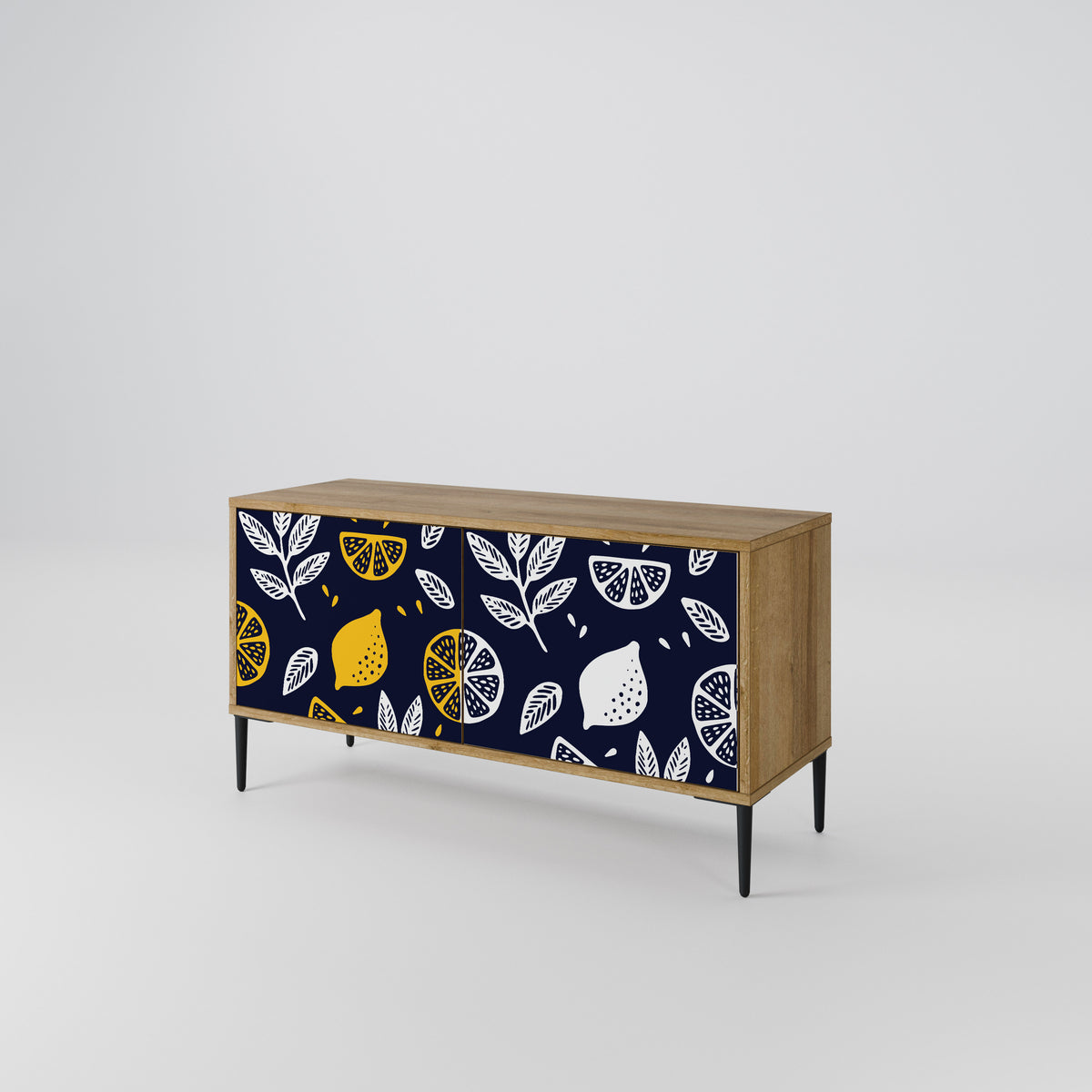 CITRUS BLACK AND WHITE Kompakt TV-bänk med 2 dörrar