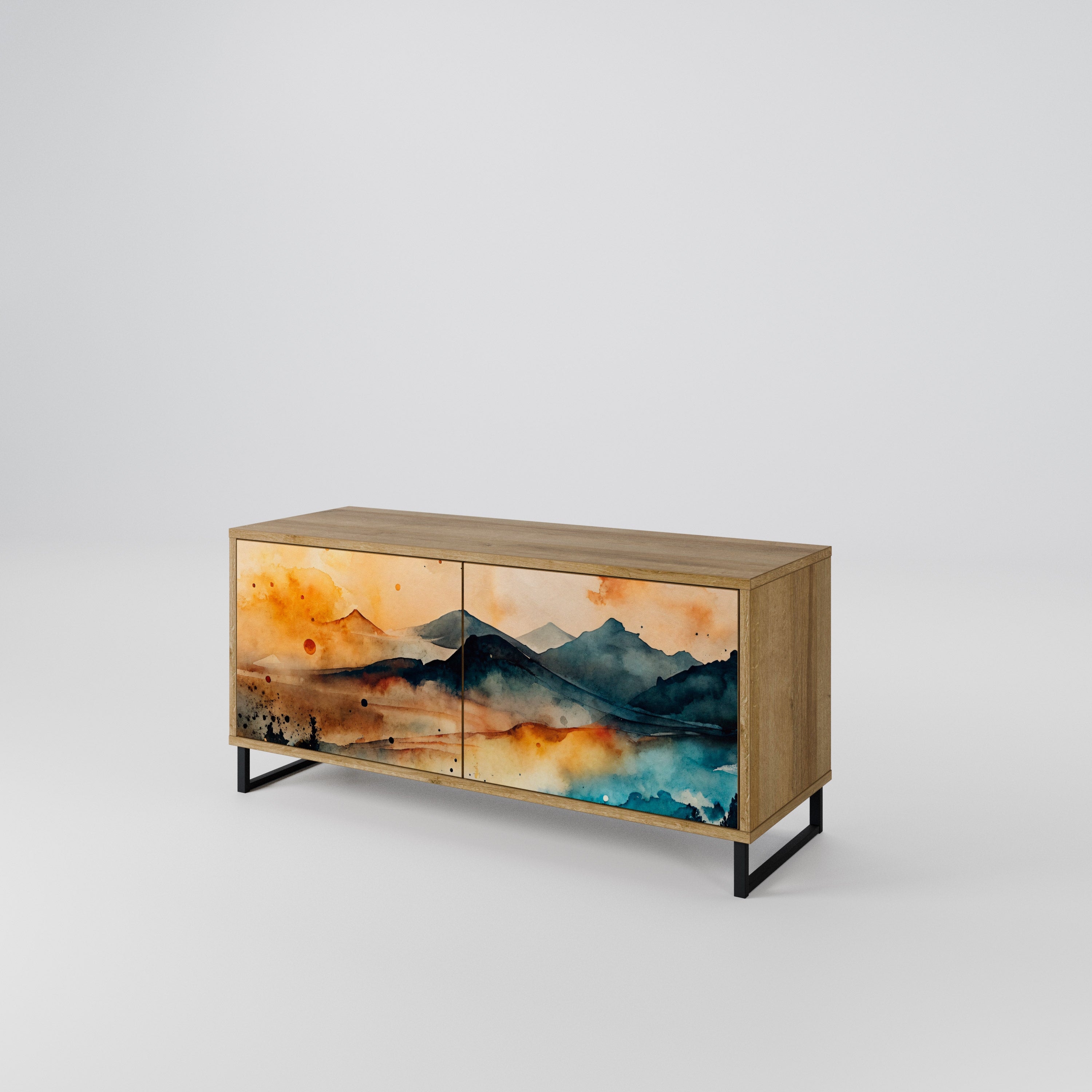 OMINOUS MOUNTAINS Compact 2-Door TV Cabinet