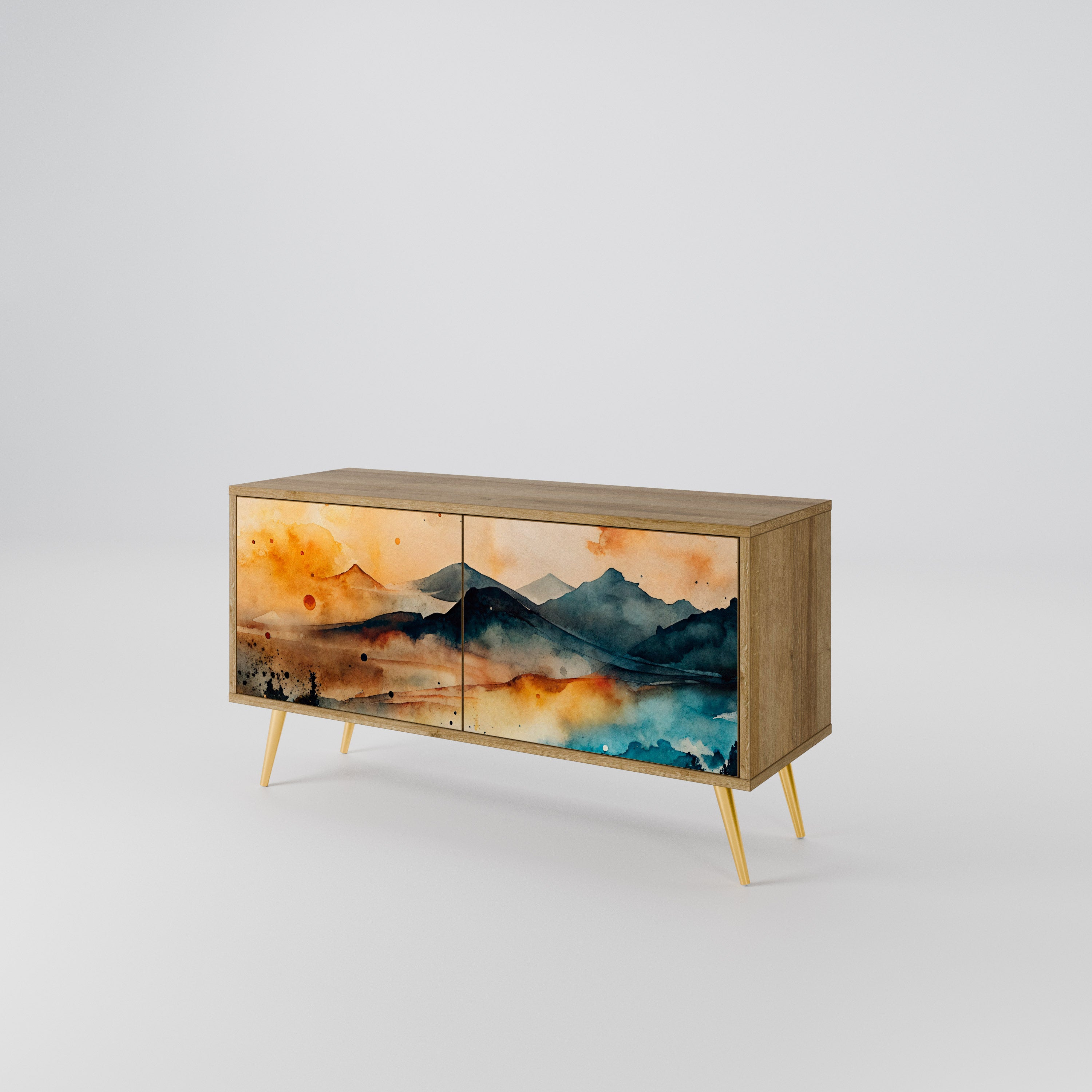 OMINOUS MOUNTAINS Compact 2-Door TV Cabinet