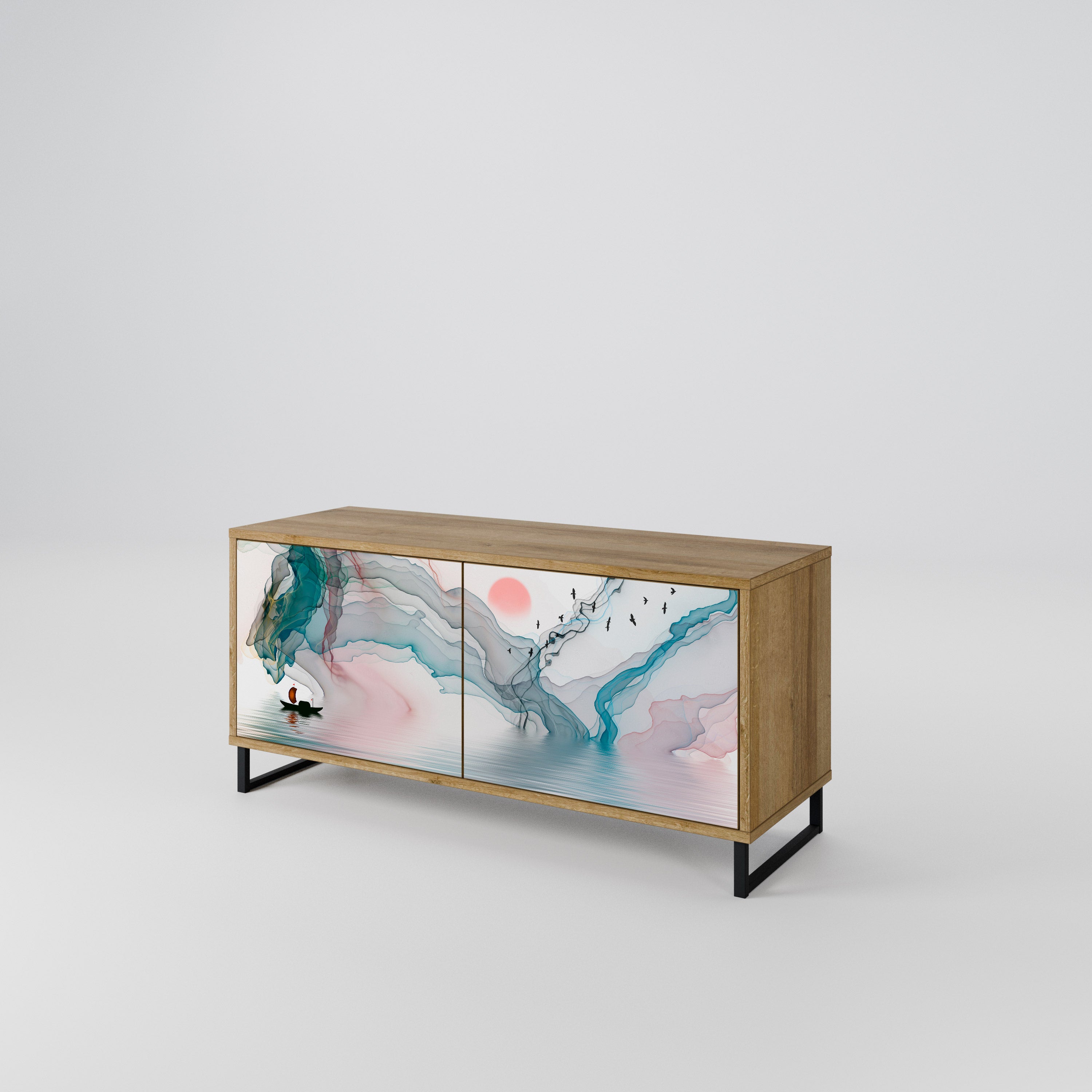 VELVET CROSSING Kompakt TV-bänk med 2 dörrar