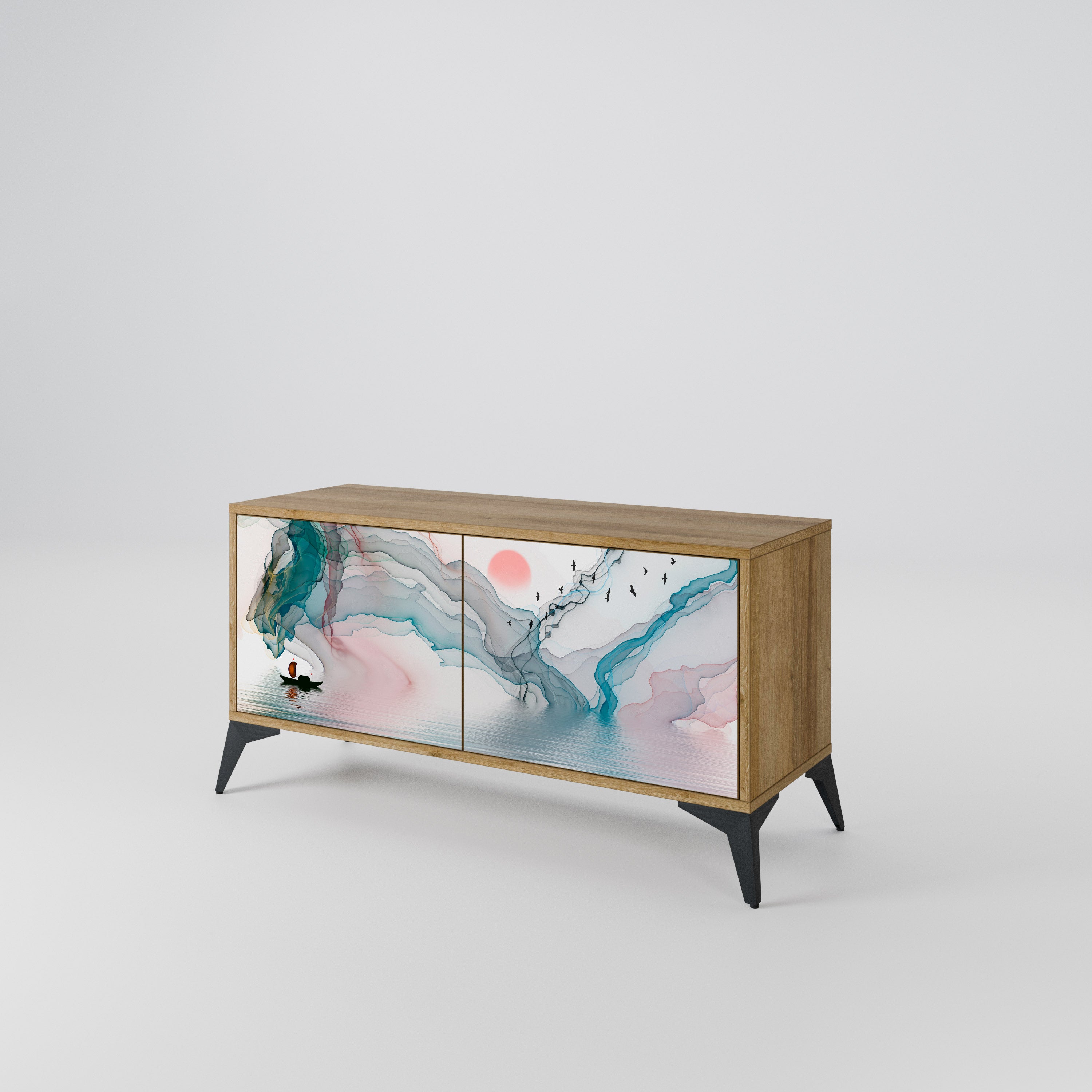 VELVET CROSSING Kompakt TV-bänk med 2 dörrar