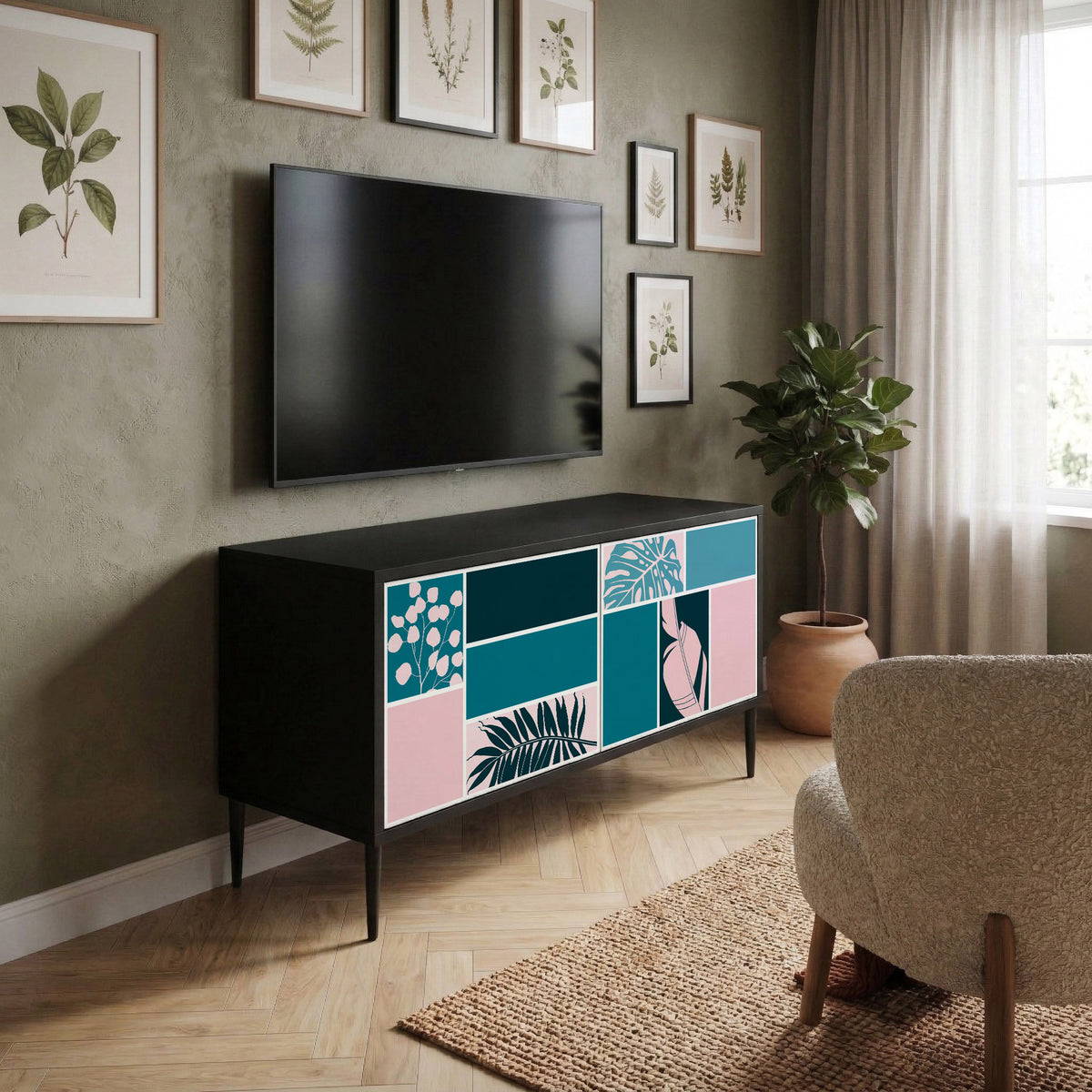 COMBINATION OF SHAPES Kompakt TV-bänk med 2 dörrar