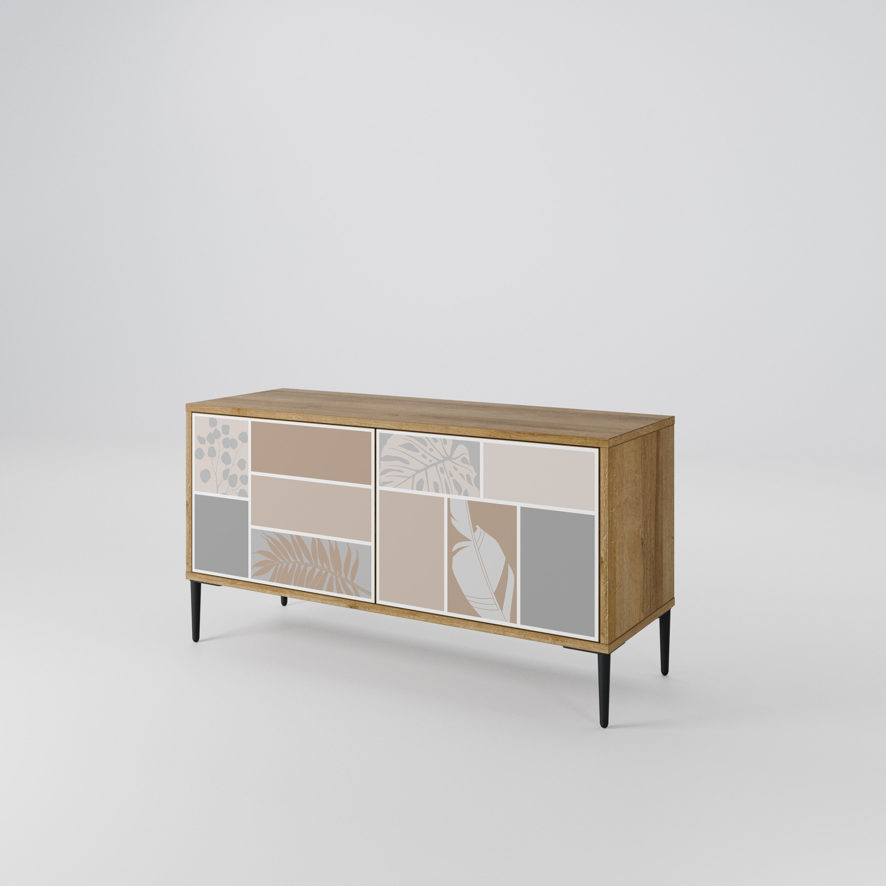 TROPICAL SHAPES Kompakt TV-bänk med 2 dörrar