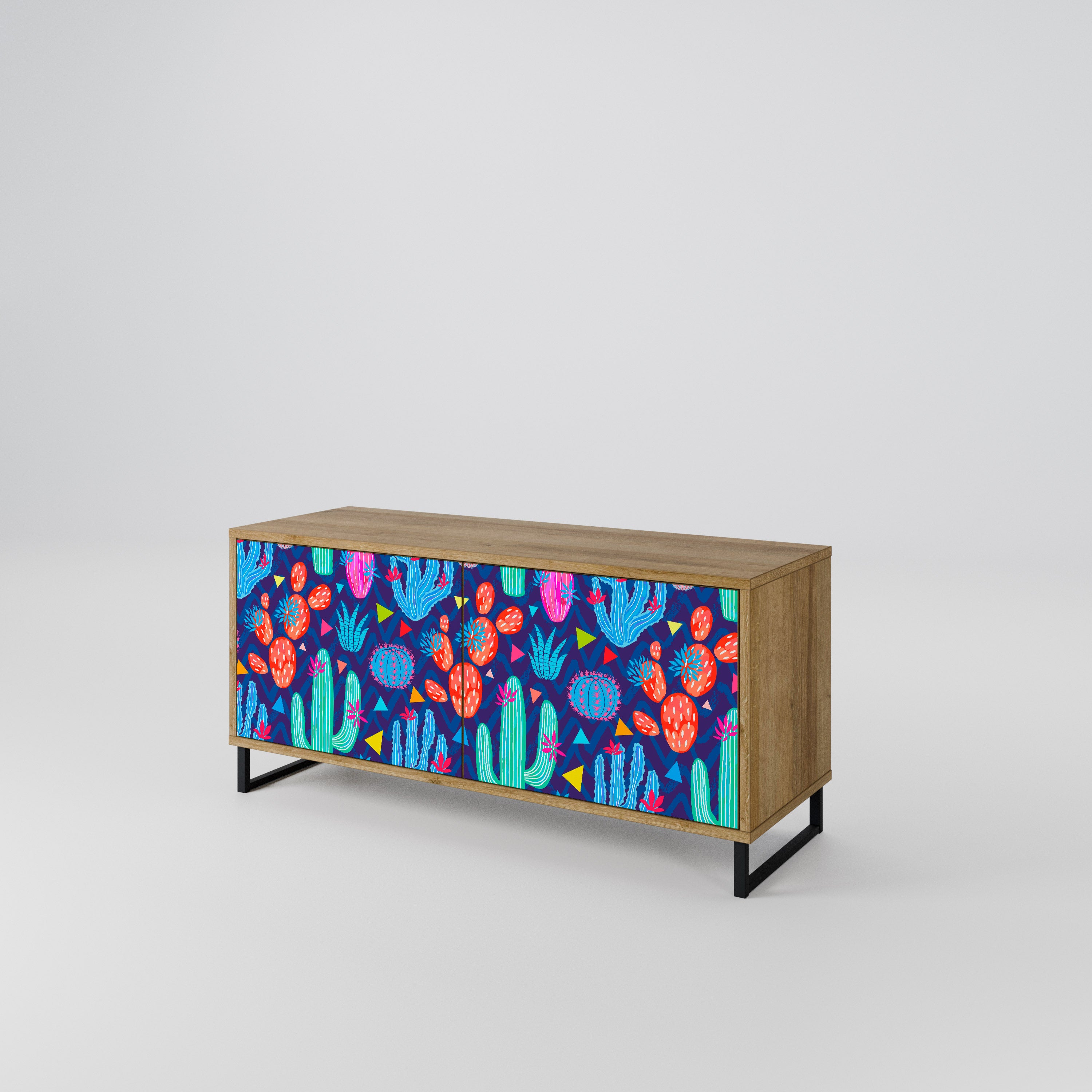 CACTUS VIBES Kompakt TV-bänk med 2 dörrar