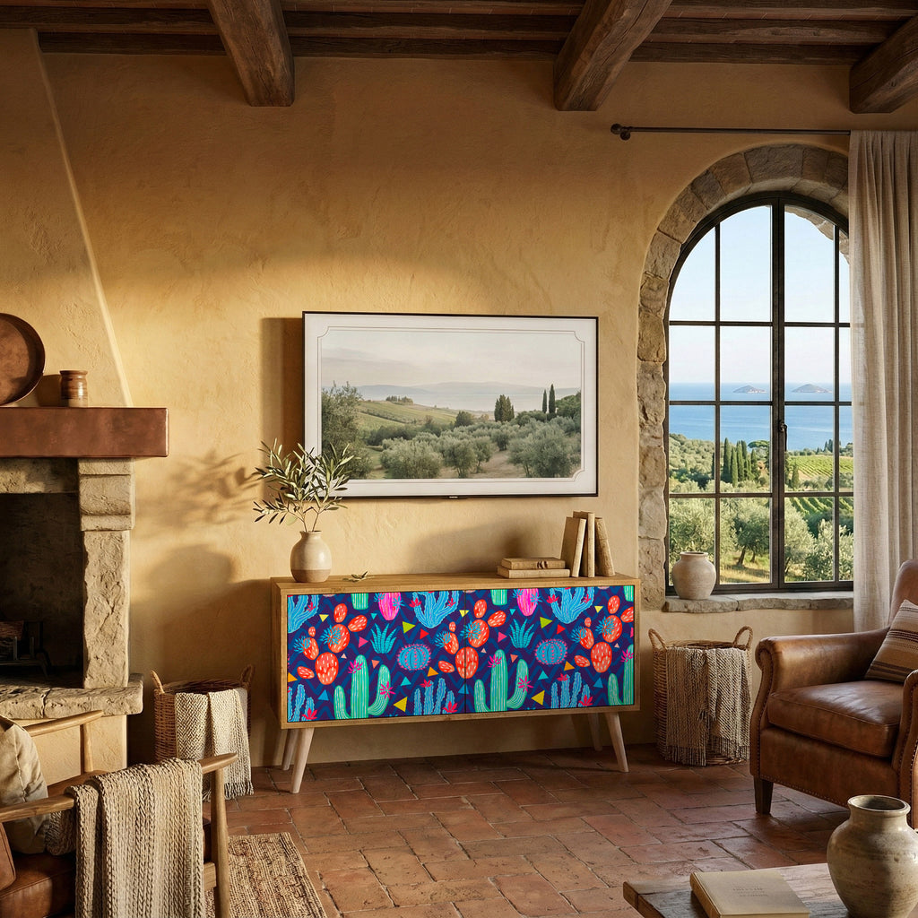 CACTUS VIBES Mueble de TV Compacto de 2 puertas