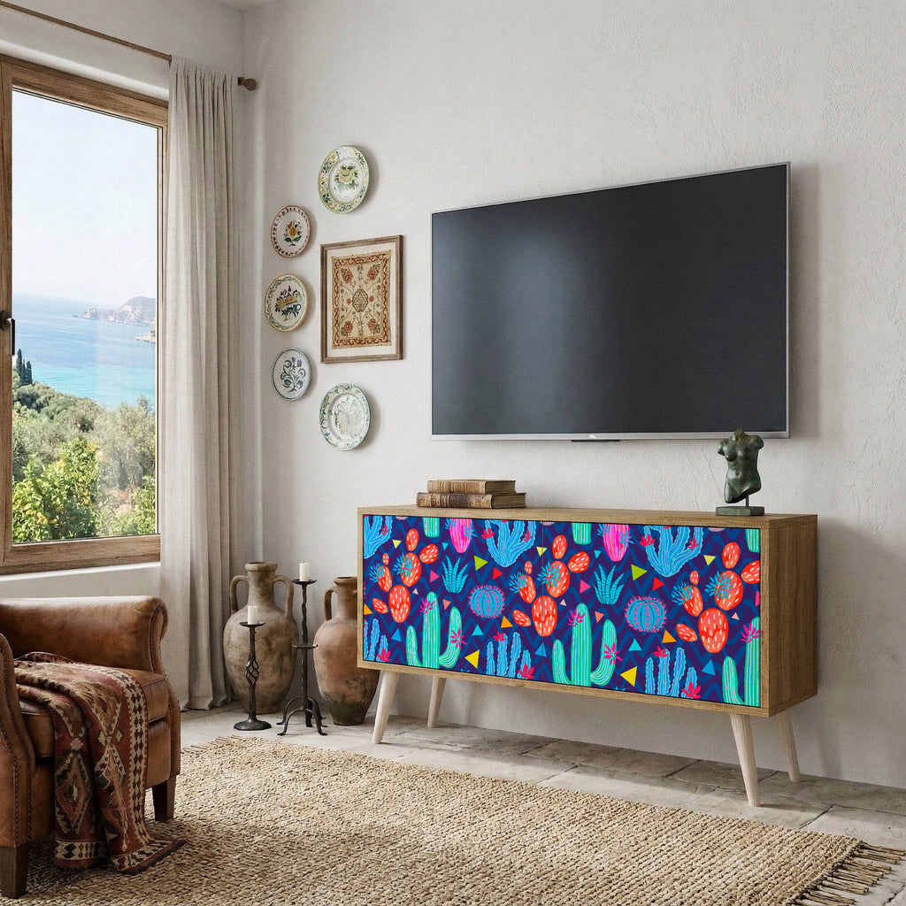 CACTUS VIBES Mueble de TV Compacto de 2 puertas