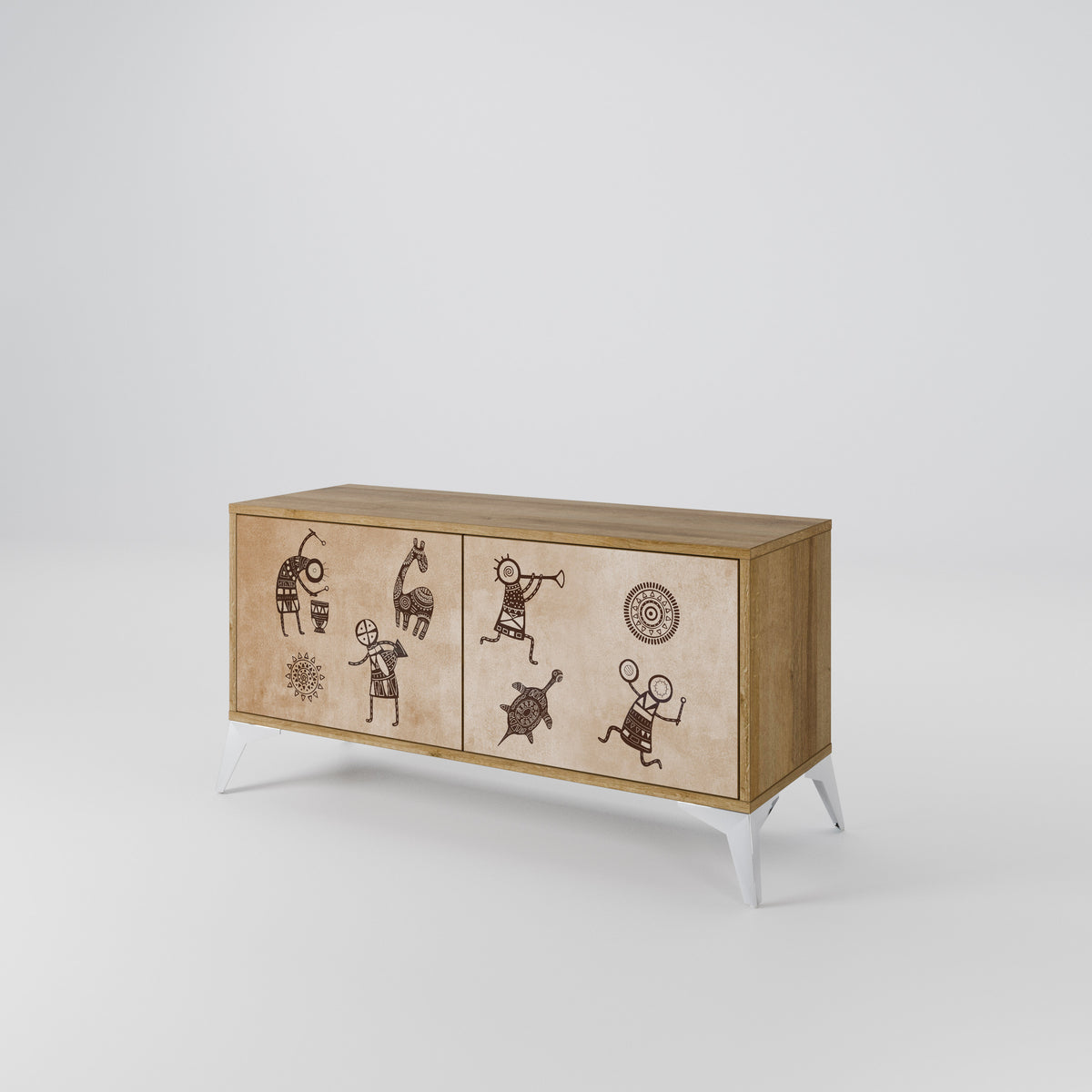 AFRICAN STYLE Mueble de TV Compacto de 2 puertas