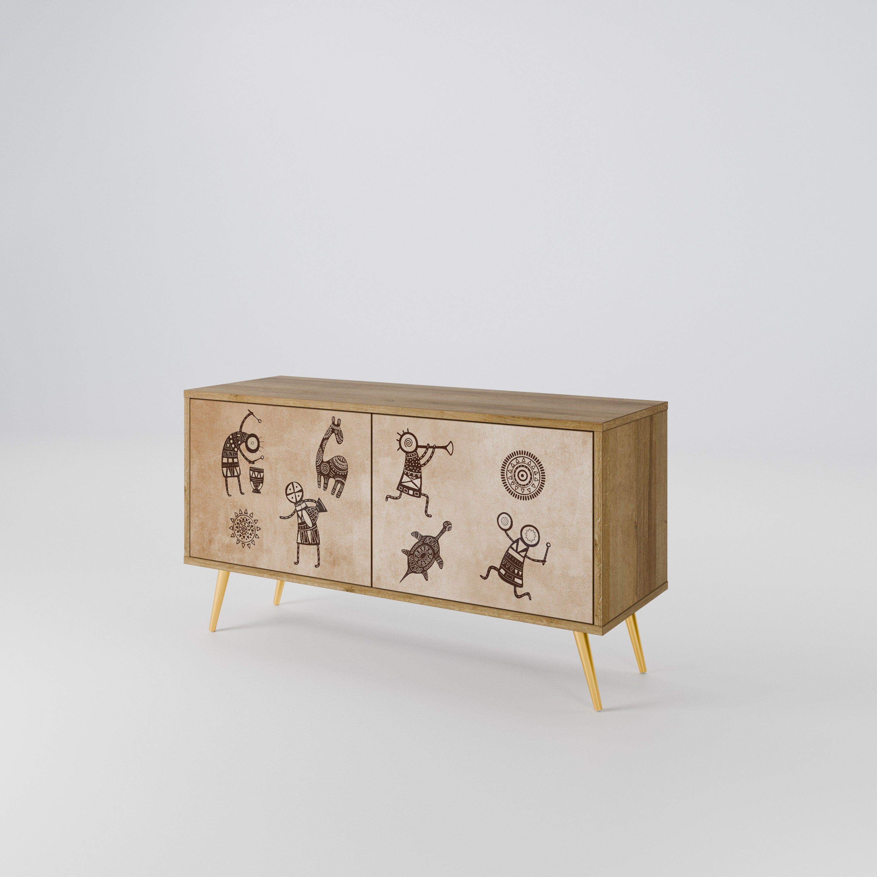 AFRICAN STYLE Kompakt TV-bänk med 2 dörrar