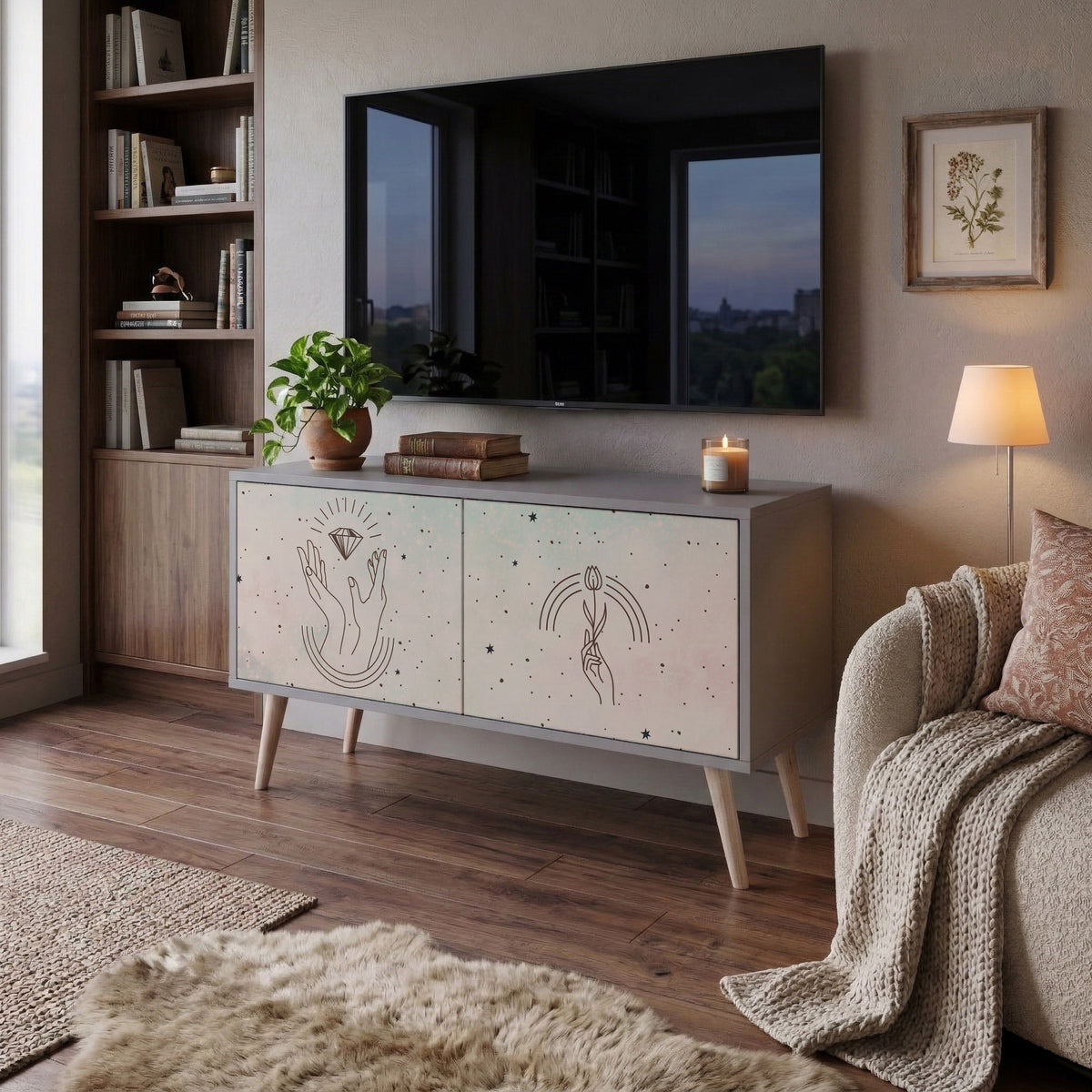 DELICATE BEAUTY Móvel de TV Compacto de 2 Portas