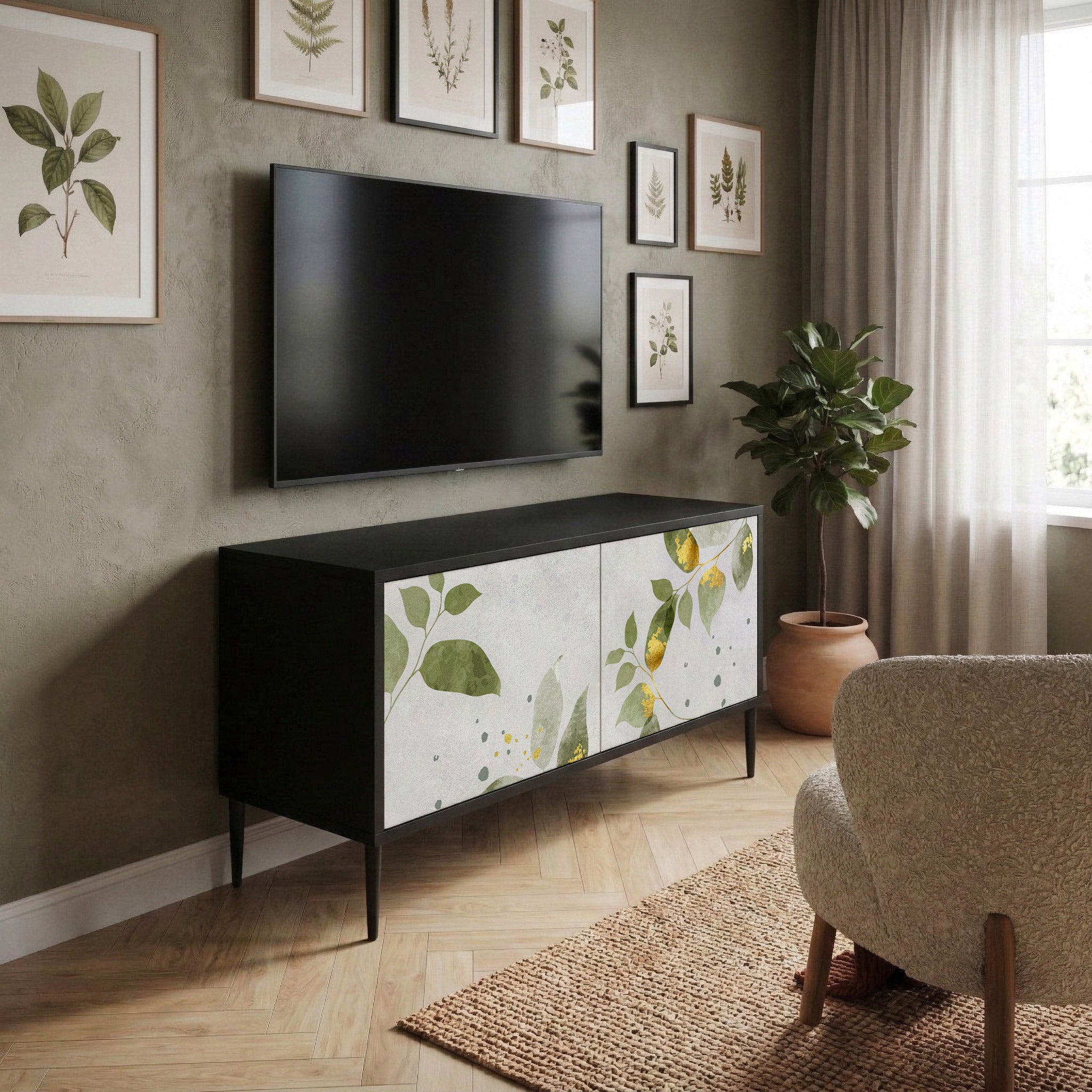 ELEGANT BOTANICS Móvel de TV Compacto de 2 Portas