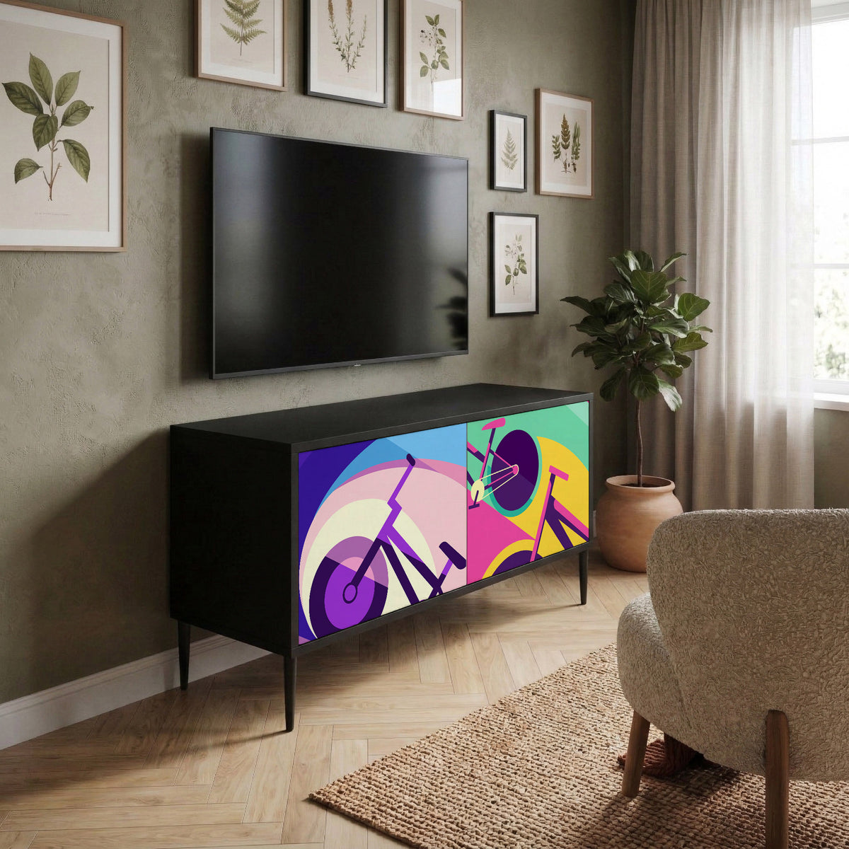BIKE DREAMS Mueble de TV Compacto de 2 puertas