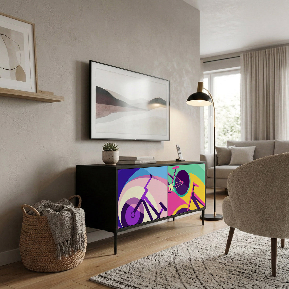 BIKE DREAMS Mueble de TV Compacto de 2 puertas