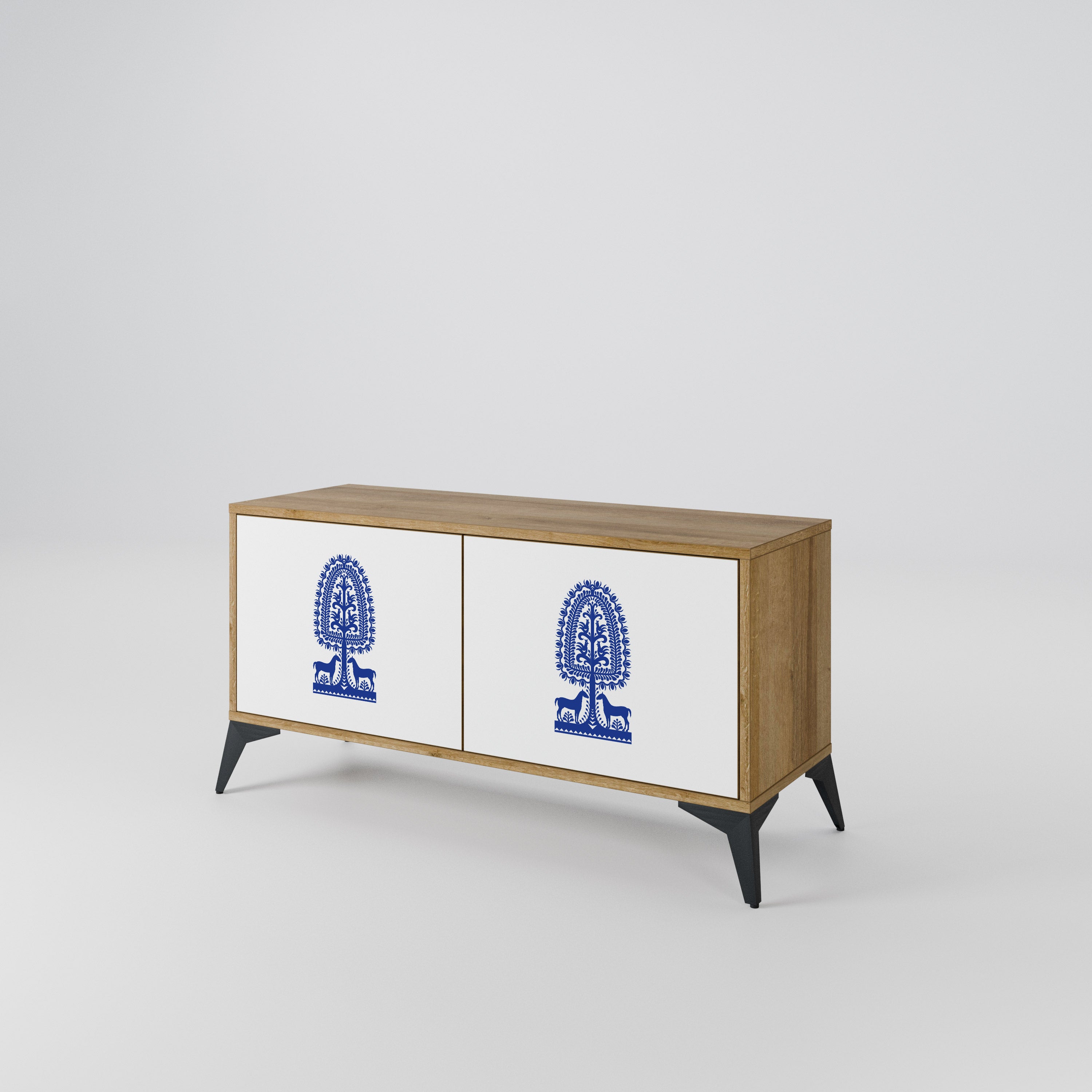 POLISH FOLK ART Kompakt TV-bänk med 2 dörrar