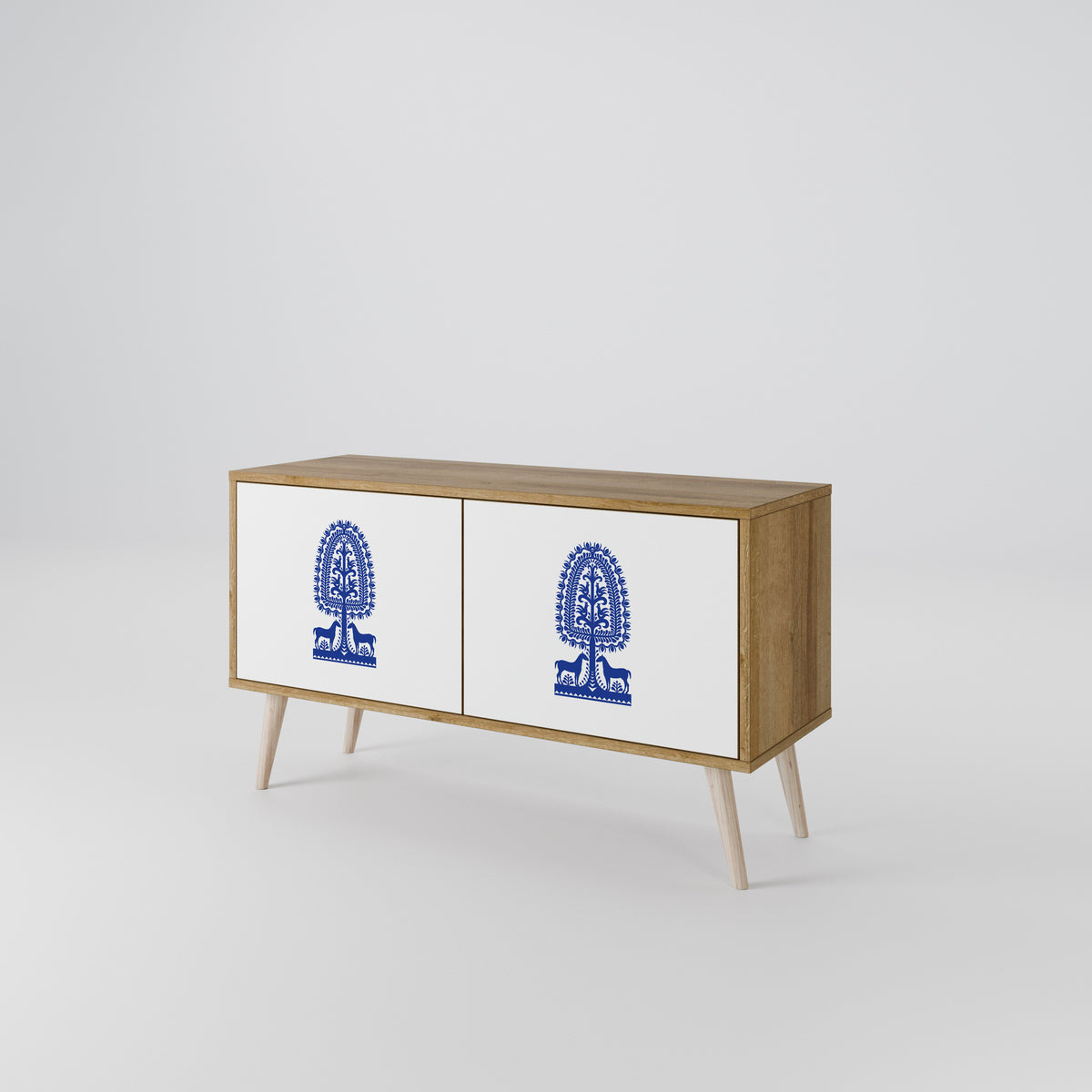 POLISH FOLK ART Kompakt TV-bänk med 2 dörrar