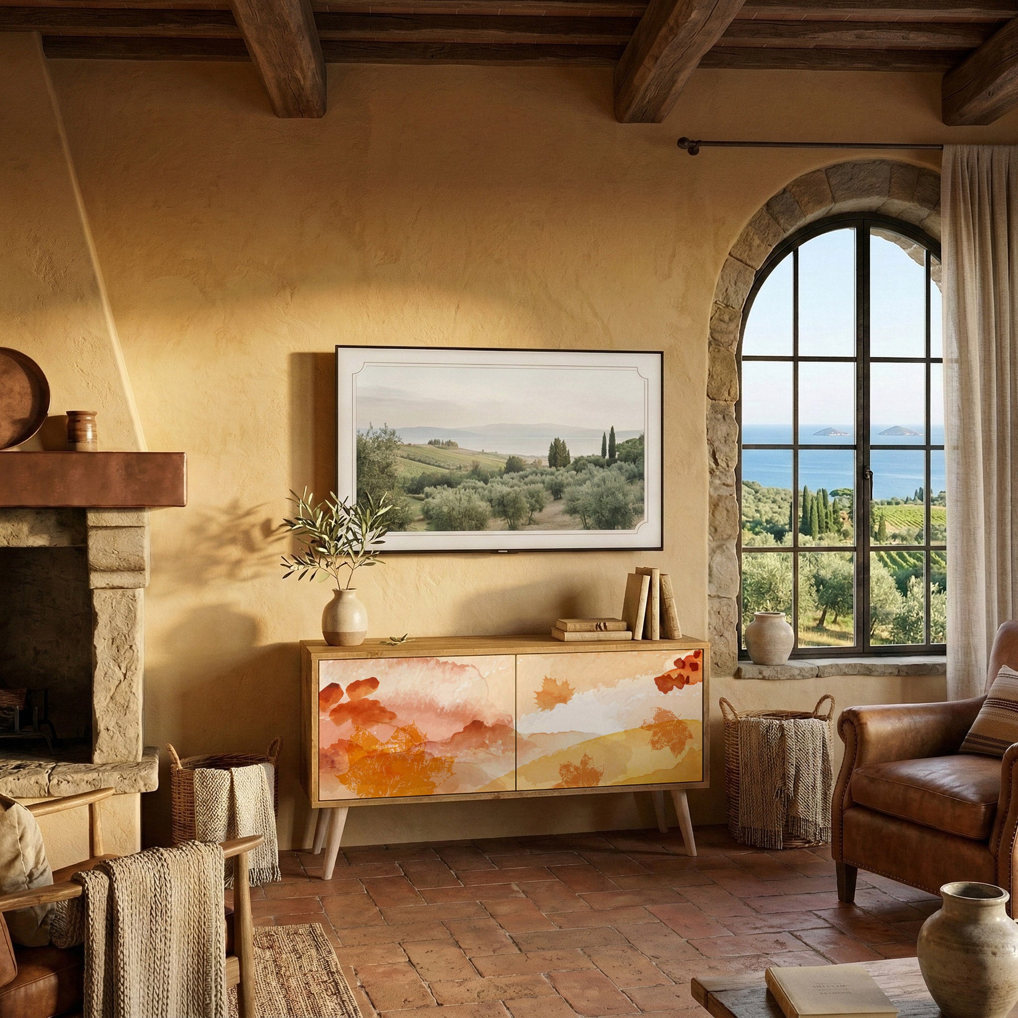 TRACES OF AUTUMN Móvel de TV Compacto de 2 Portas