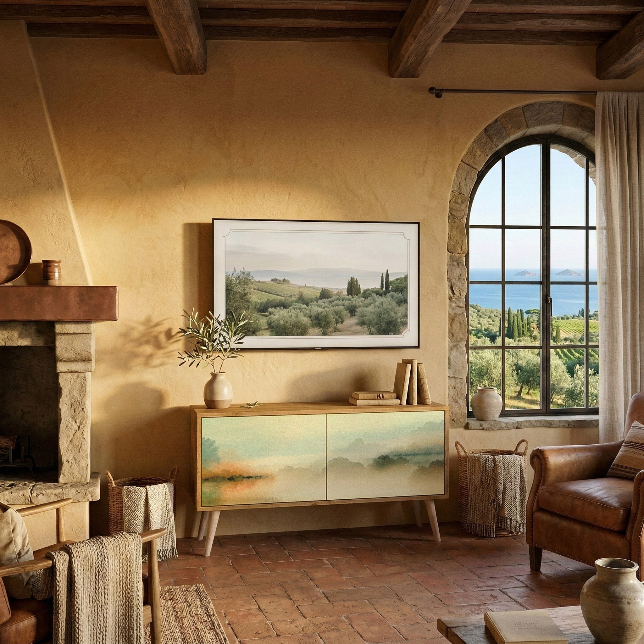 MORNING BY THE LAKE Móvel de TV Compacto de 2 Portas