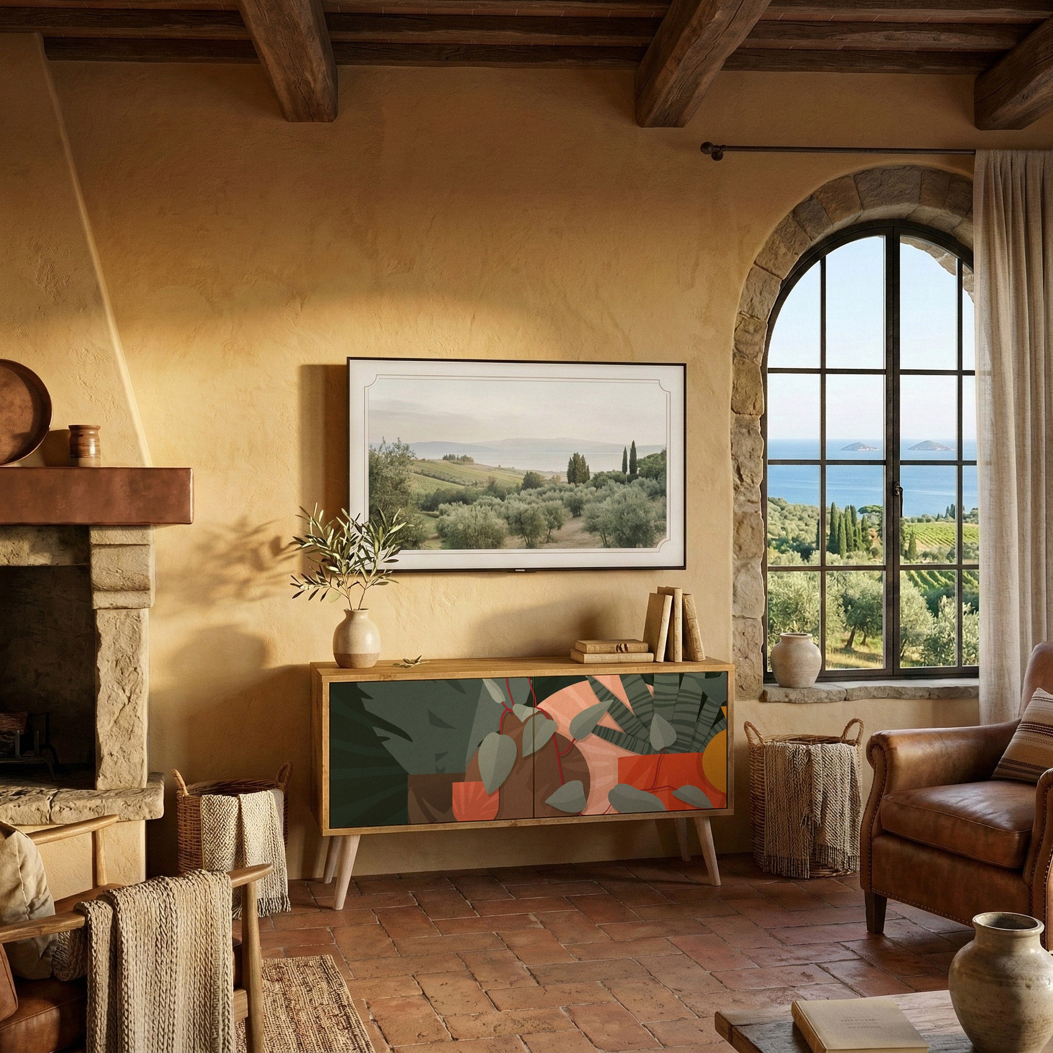 TROPICAL COMPOSITION Móvel de TV Compacto de 2 Portas