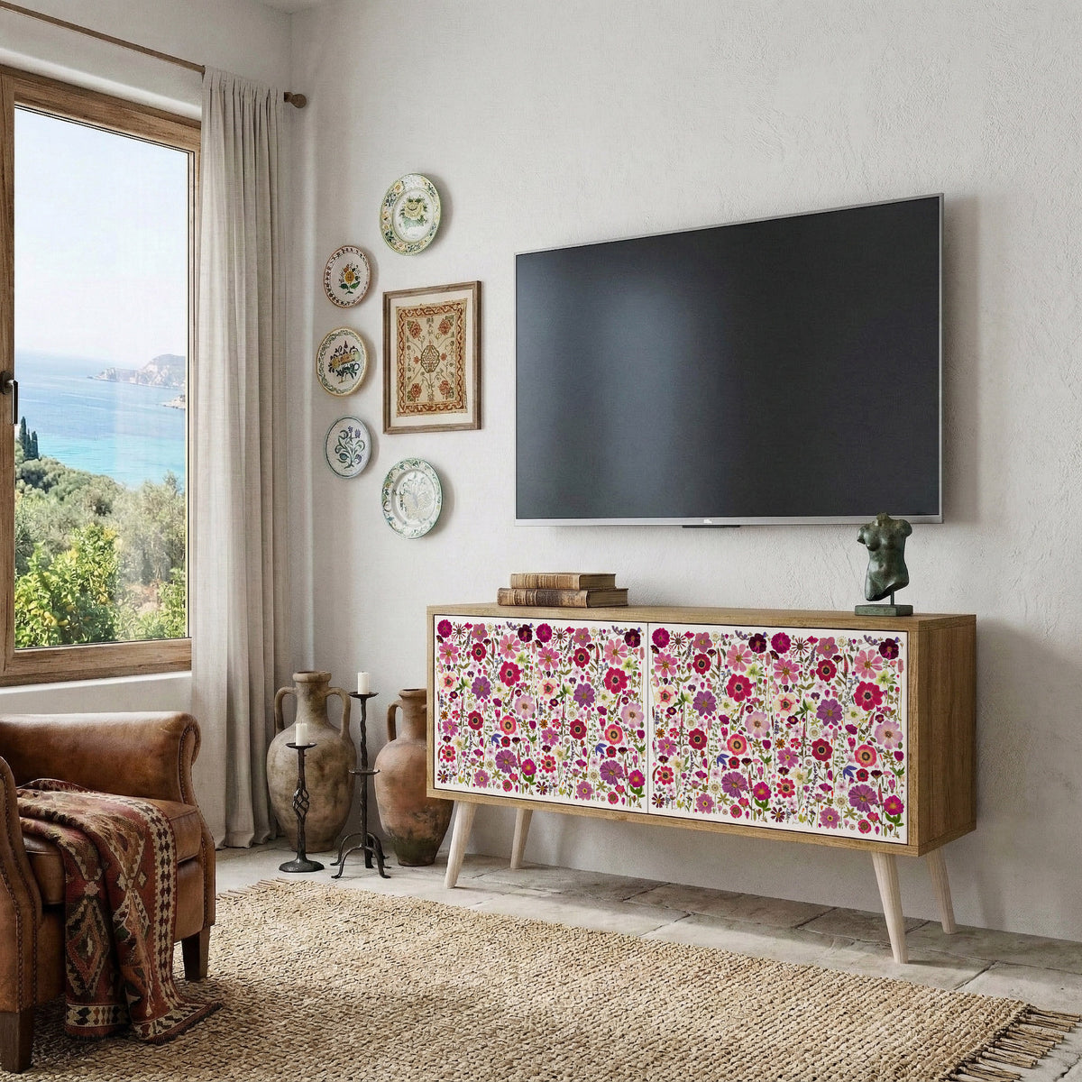PETAL GARDEN Kompaktní dvoudveřový TV stolek
