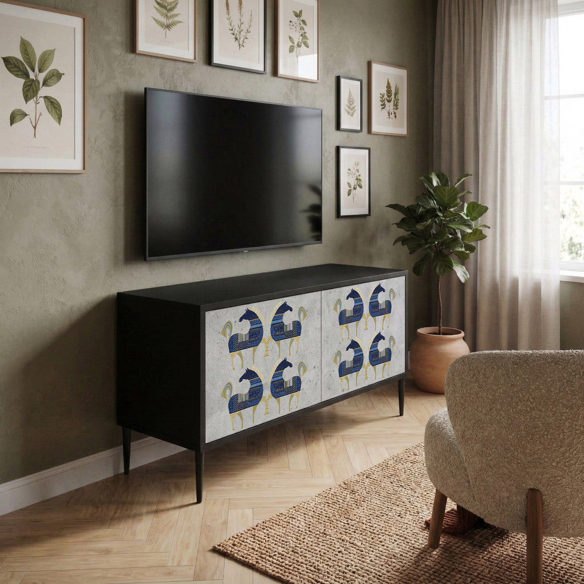 MAJESTIC STEED Compact 2-Door TV Cabinet