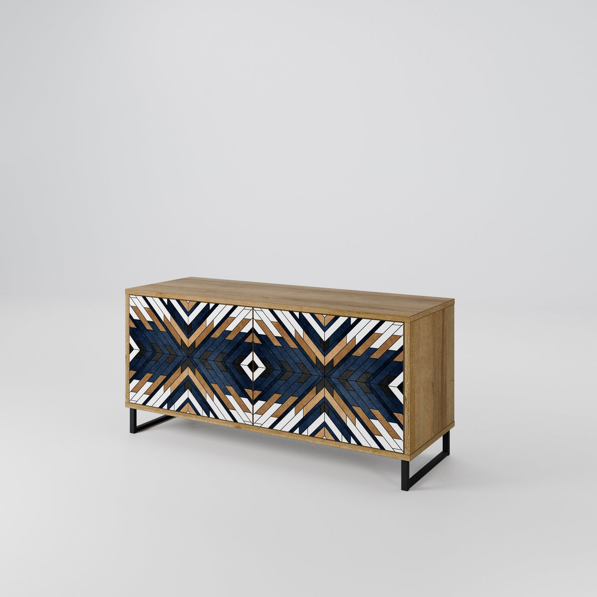 ARTFUL GEOMETRY Kompakt TV-bänk med 2 dörrar