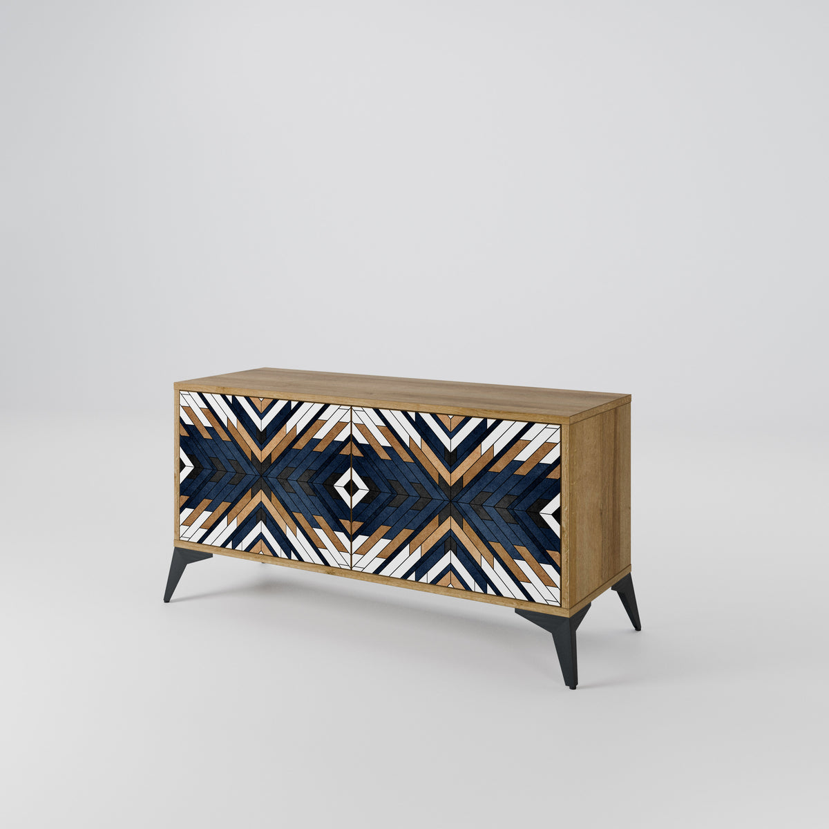 ARTFUL GEOMETRY Kompakt TV-bänk med 2 dörrar