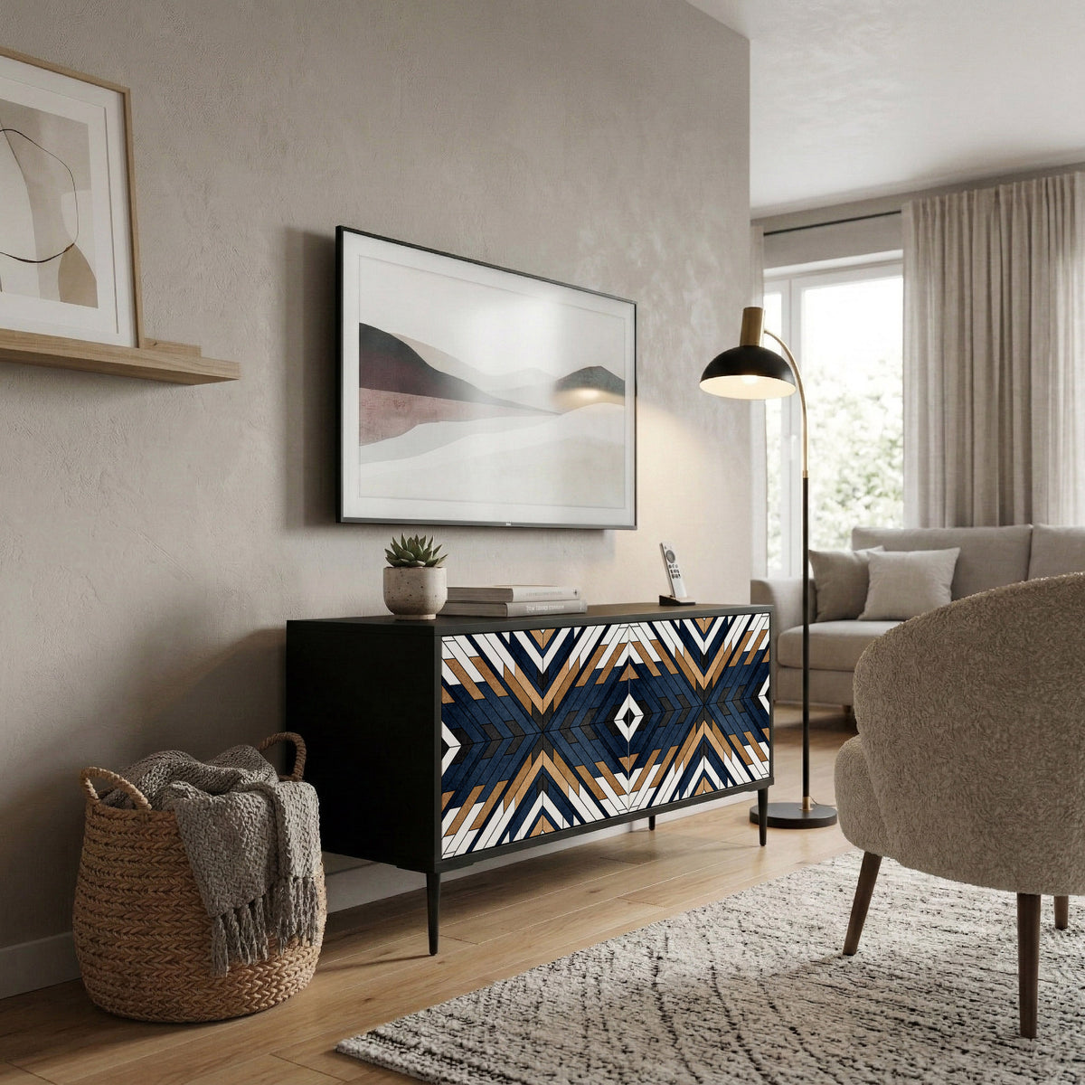 ARTFUL GEOMETRY Compact 2-Door TV Cabinet