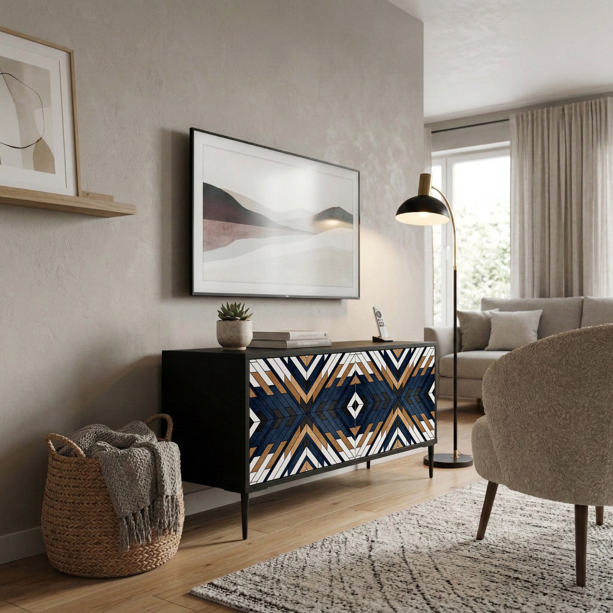 ARTFUL GEOMETRY Kompaktes 2-türiges TV-Lowboard