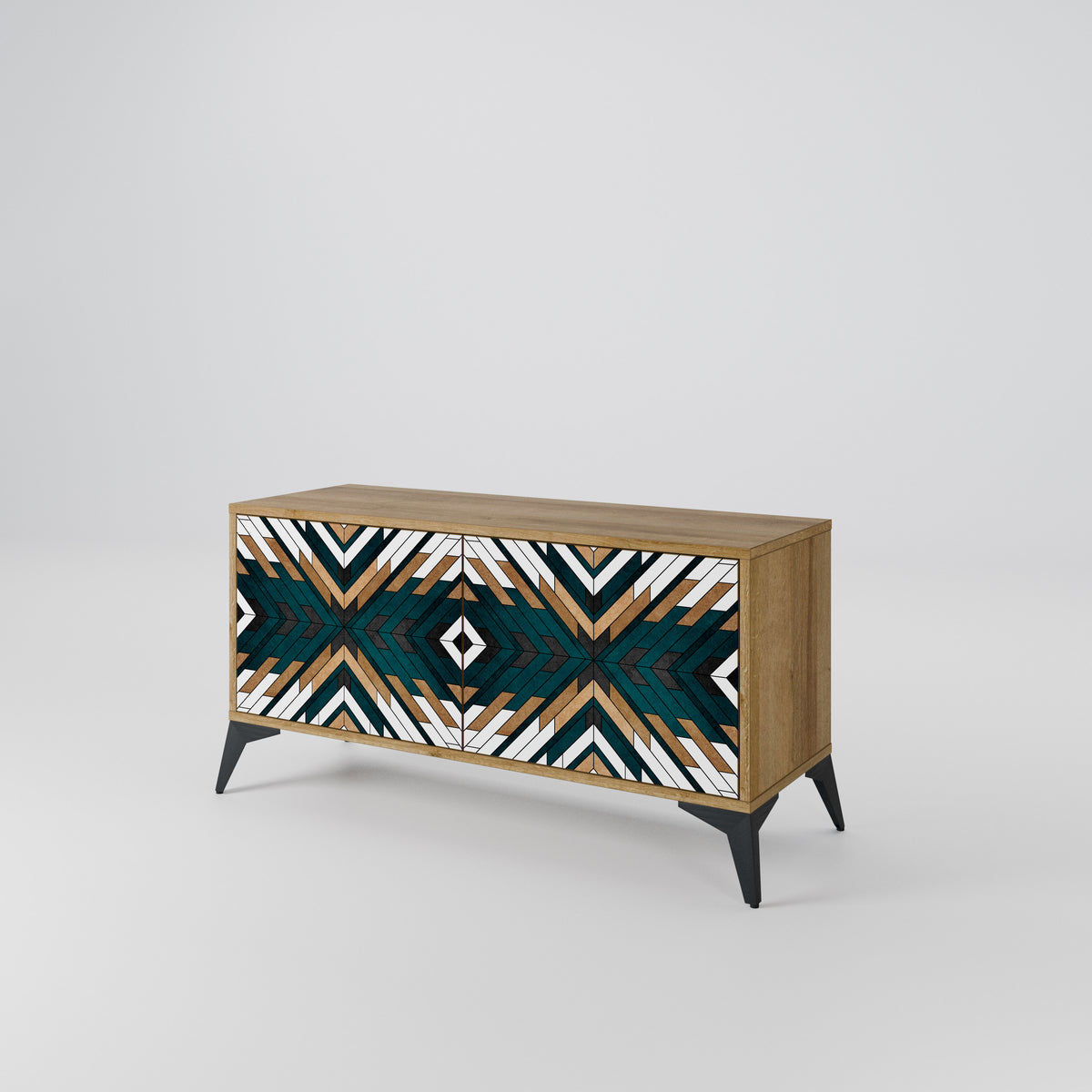 ARTISTIC GEOMETRY Kompakt TV-bänk med 2 dörrar