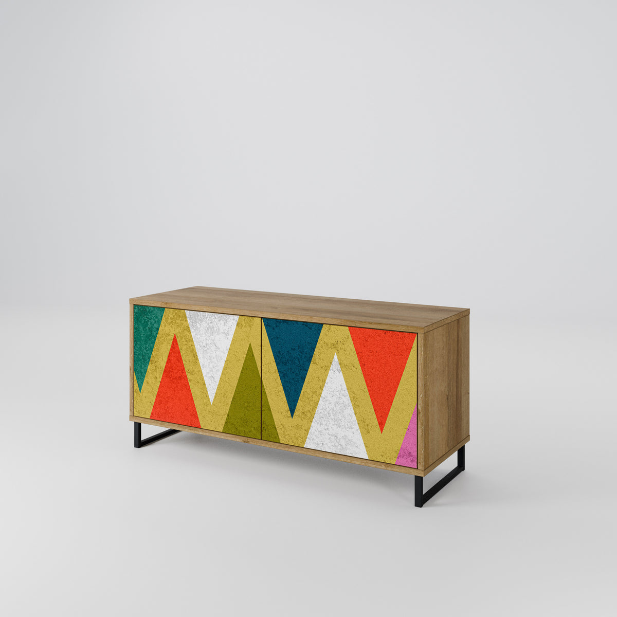 COLORFUL TRIANGLES Kompakt TV-bänk med 2 dörrar