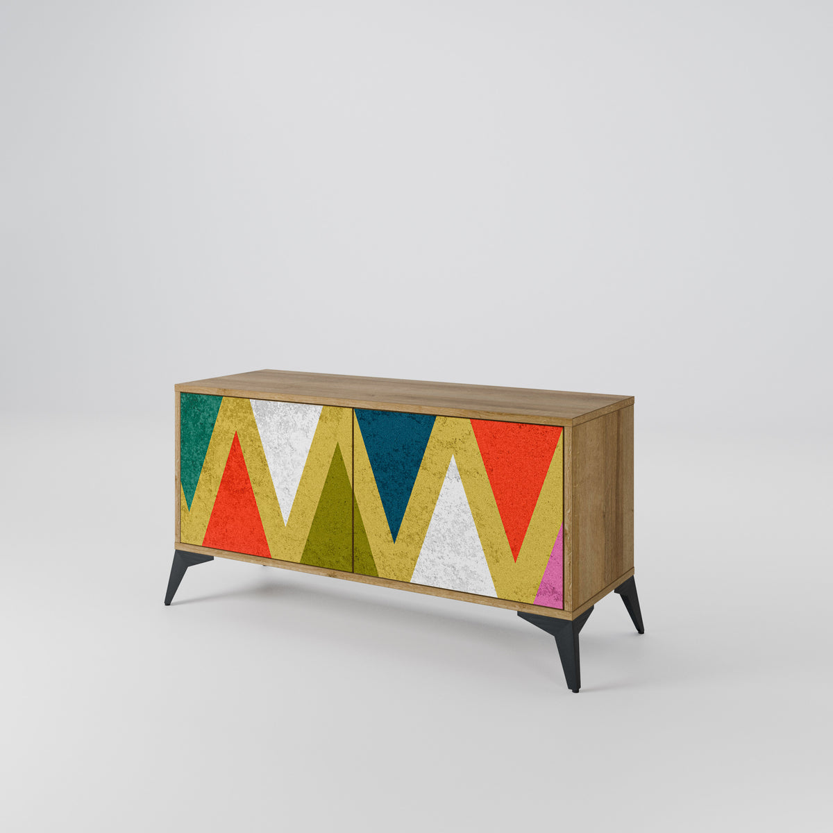 COLORFUL TRIANGLES Kompakt TV-bänk med 2 dörrar