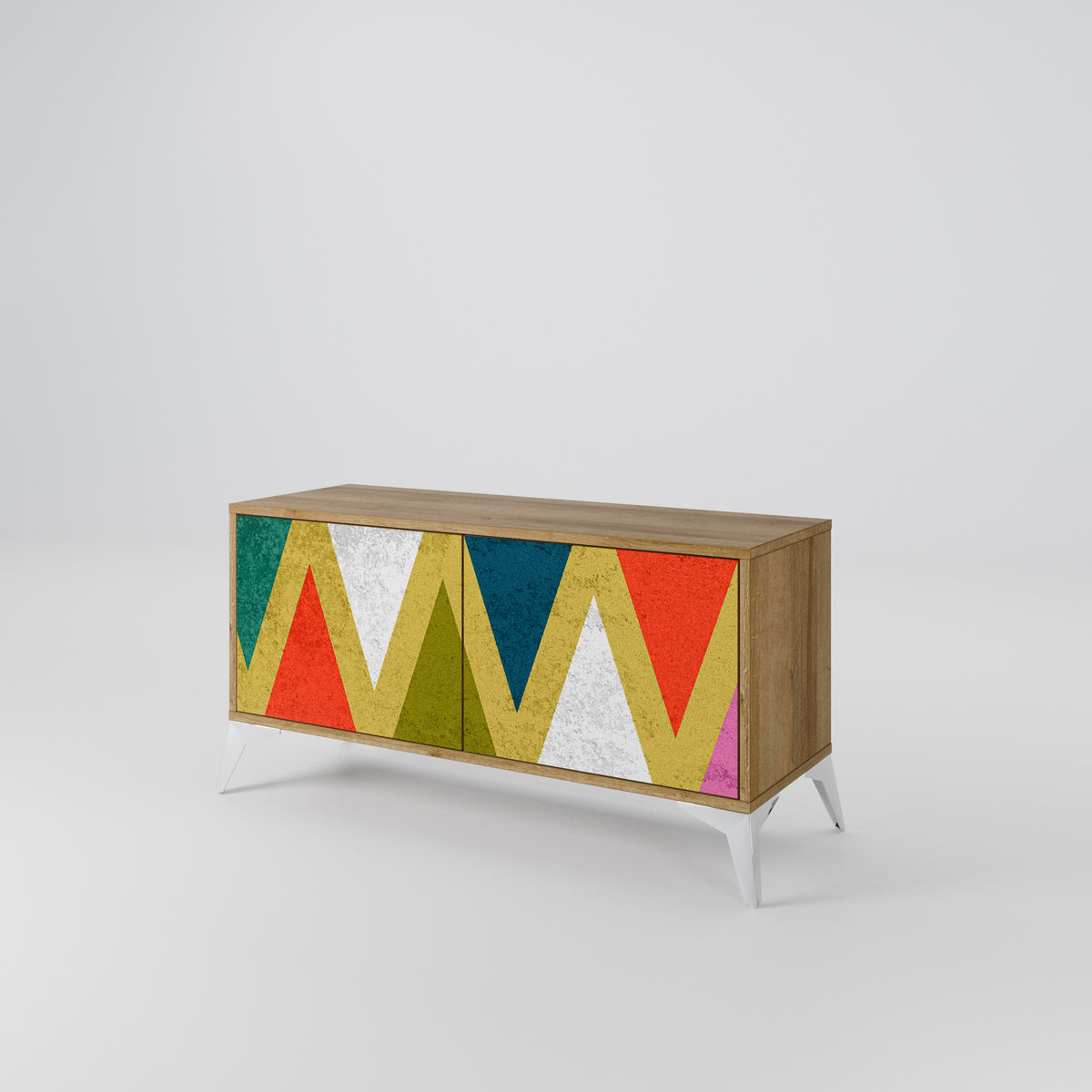 COLORFUL TRIANGLES Kompakt TV-bänk med 2 dörrar
