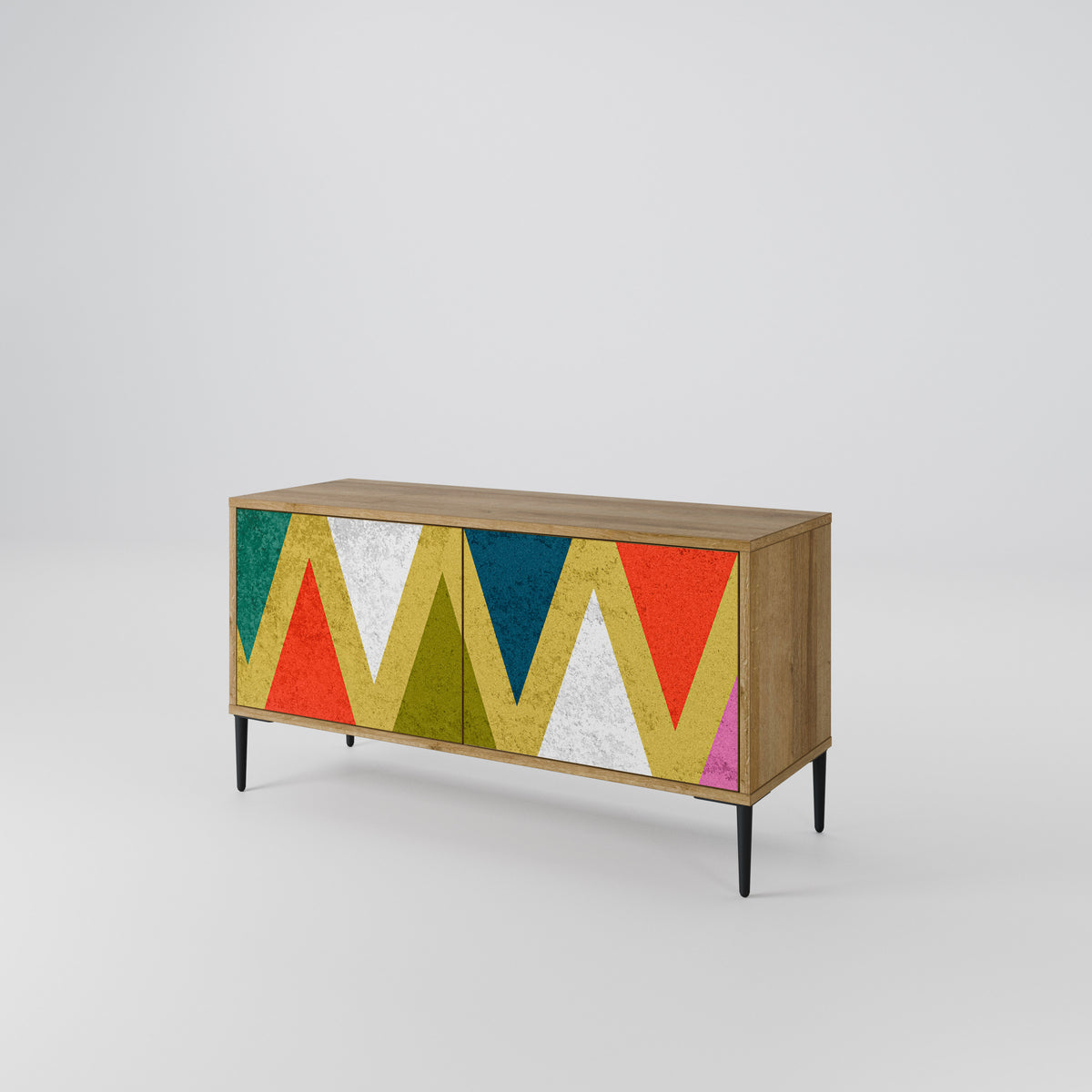 COLORFUL TRIANGLES Kompakt TV-bänk med 2 dörrar