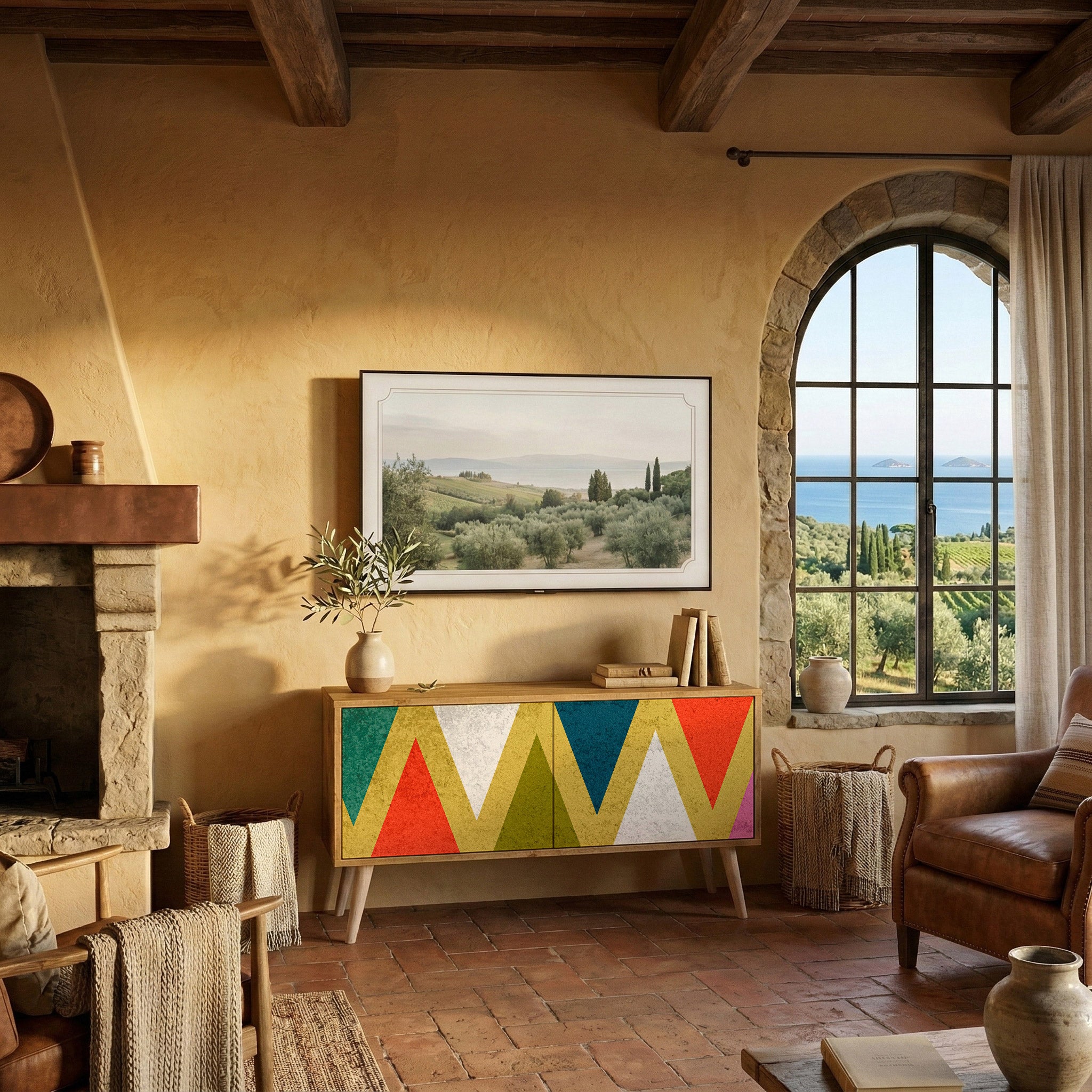 COLORFUL TRIANGLES Kompaktes 2-türiges TV-Lowboard