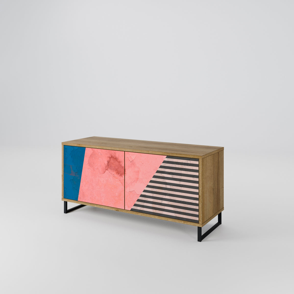 GLAMOROUS STRIPE Kompakt TV-bänk med 2 dörrar