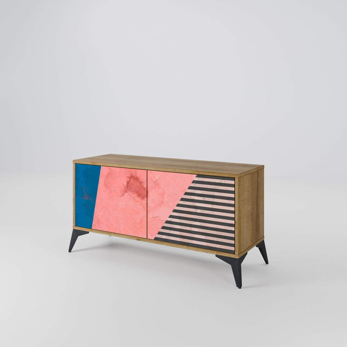 GLAMOROUS STRIPE Kompakt TV-bänk med 2 dörrar